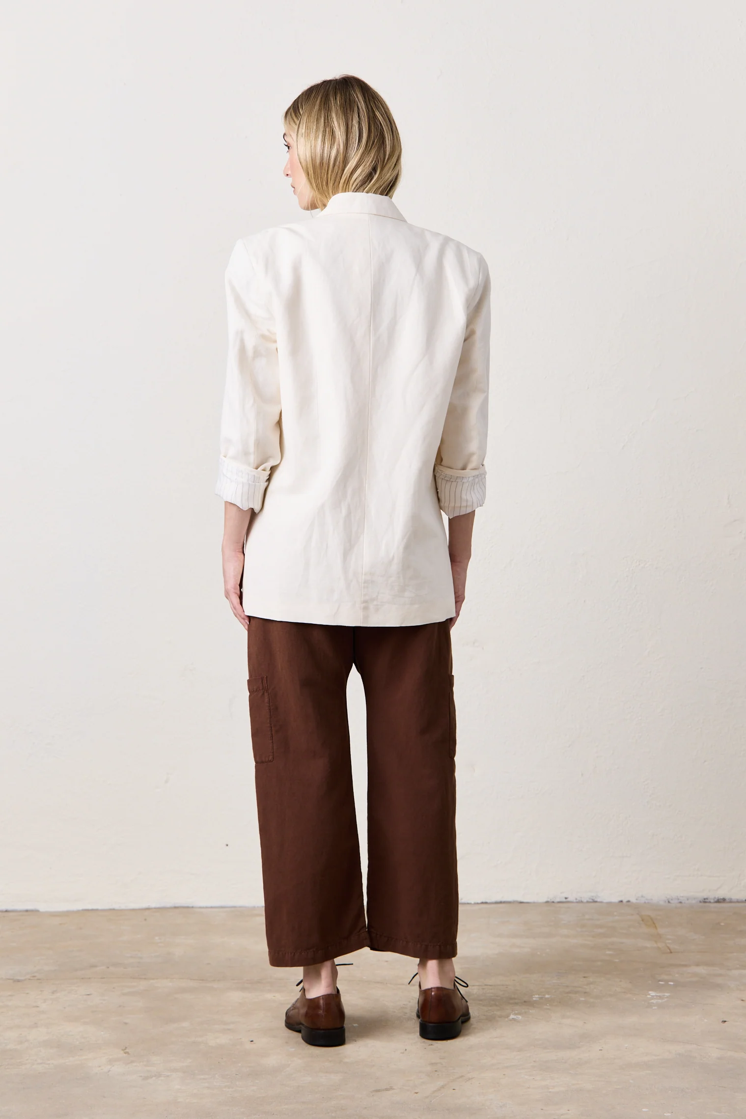 NSF Lawrence Oversize Linen Cotton Blazer - Ivory - Renuaun