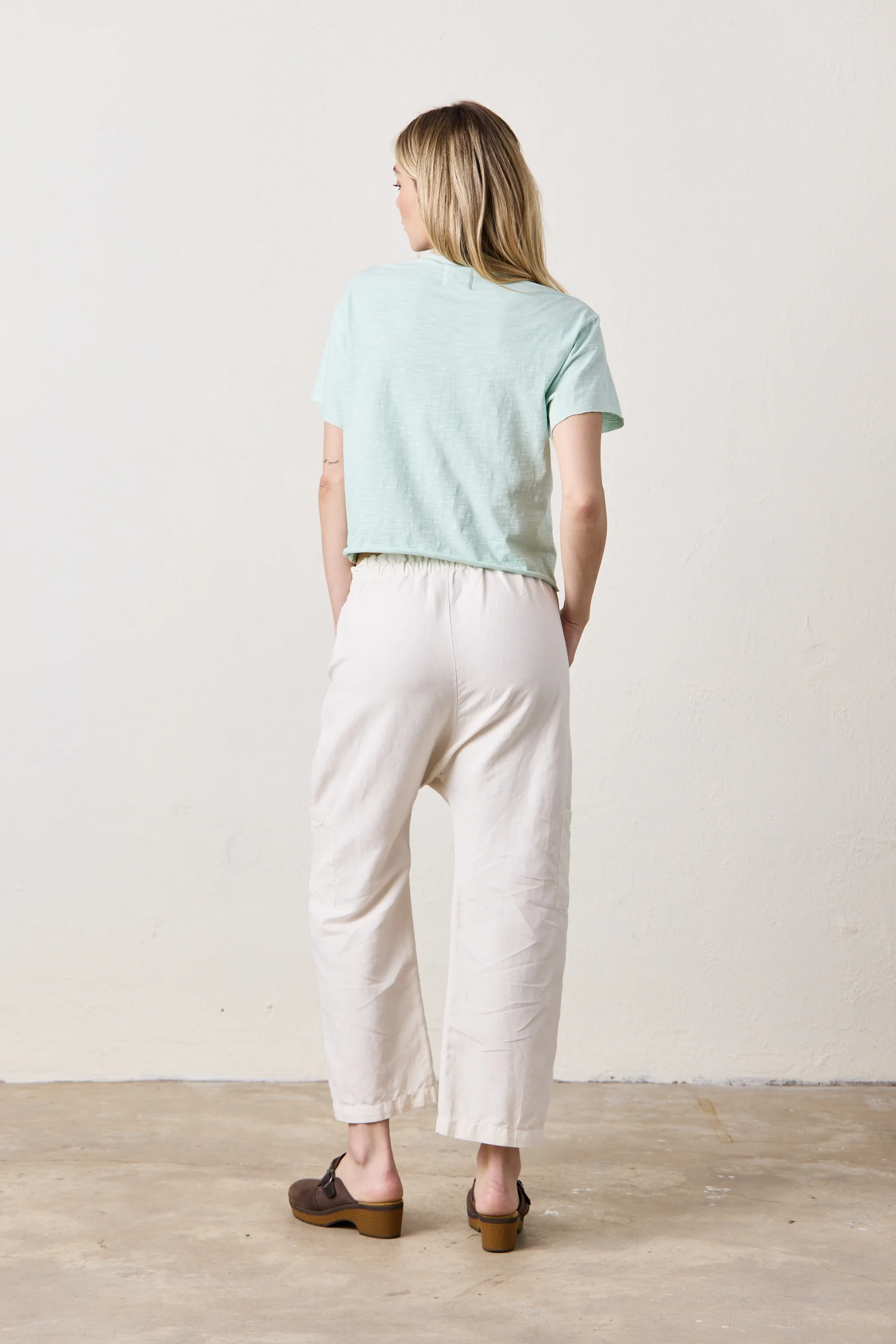 NSF Shailey Paperbag Waist Linen Cotton Pant - Ivory - Renuaun