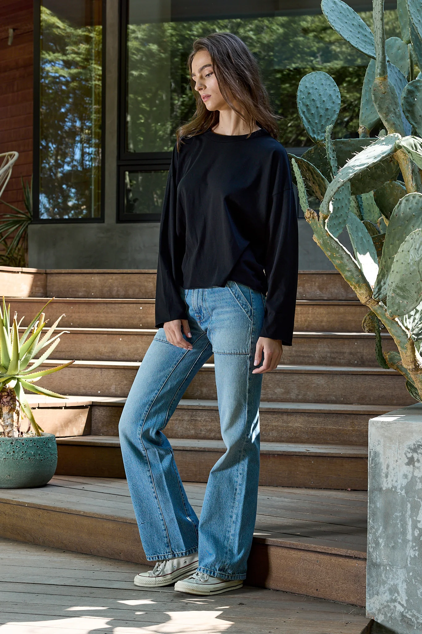 NSF Loffler Fine Jersey Boxy Tee - Black - Renuaun