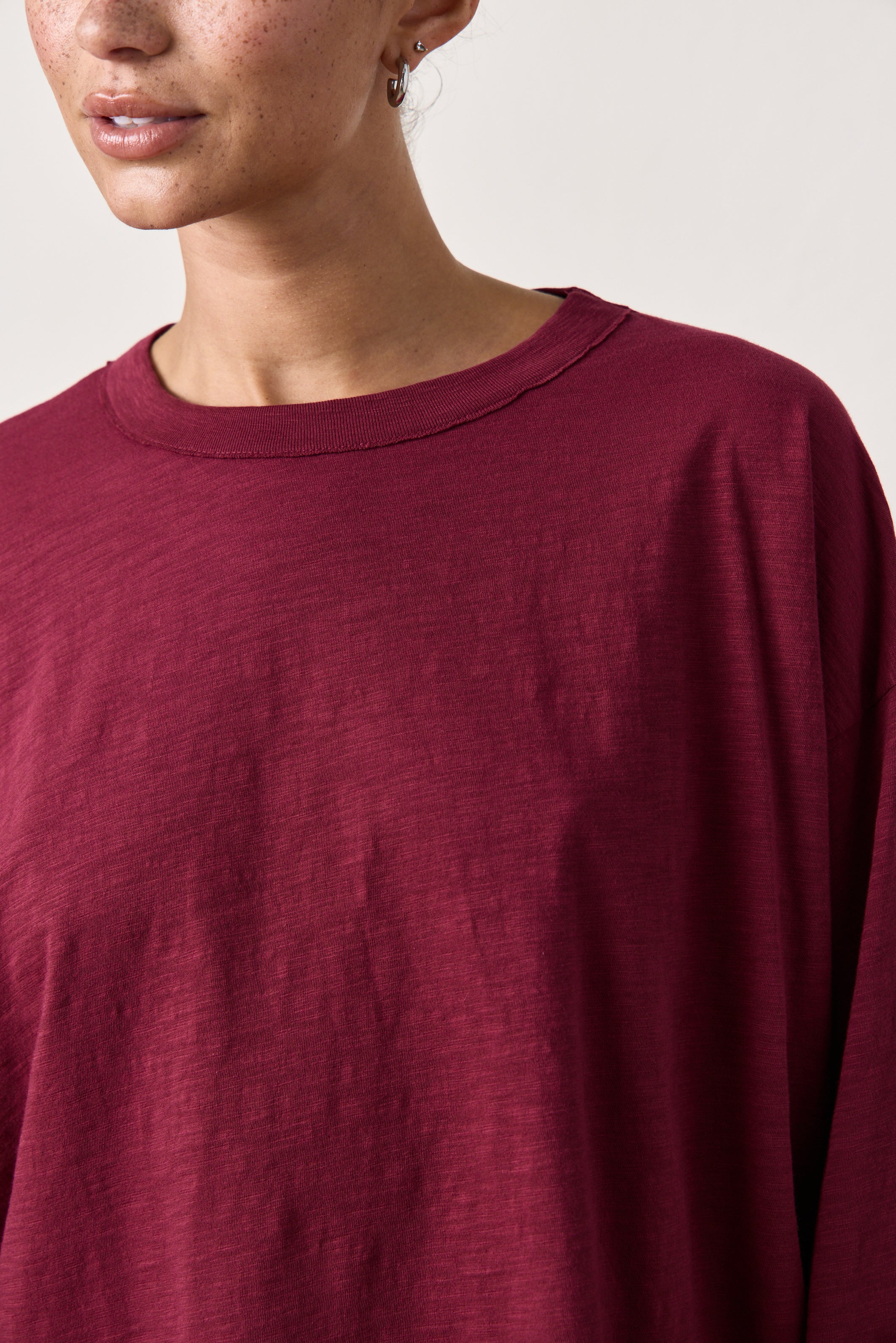 LOFFLER SLUB JERSEY BOXY TEE / DARK CHERRY - Renuaun