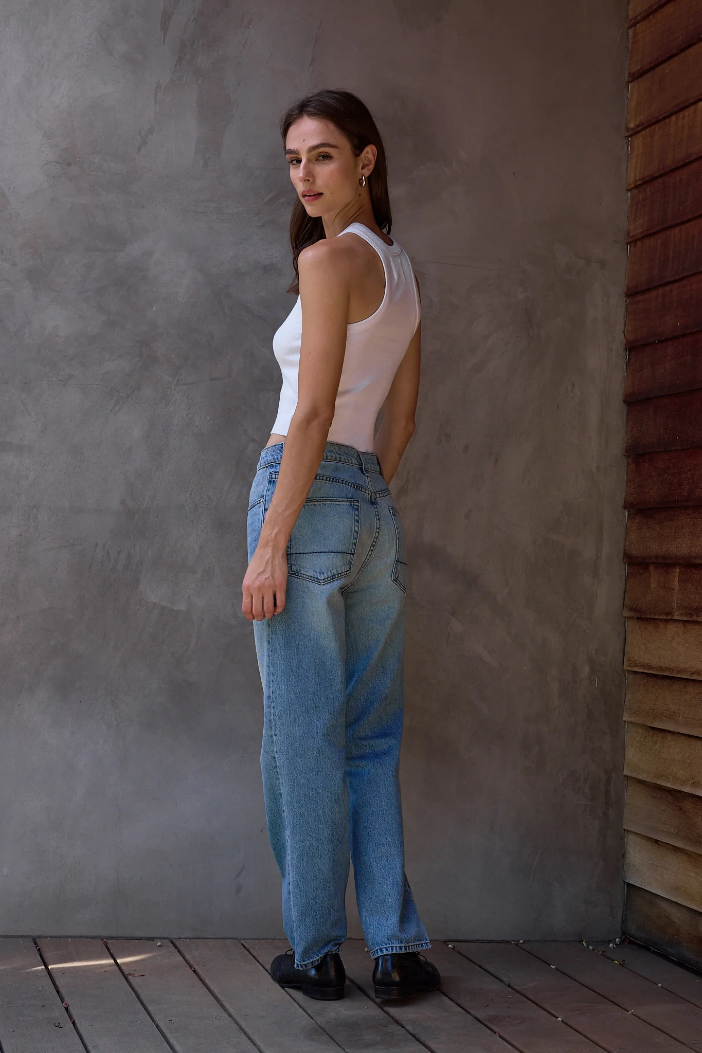 NSF Amaya Fitted Crop Rib Tank - Soft White - Renuaun