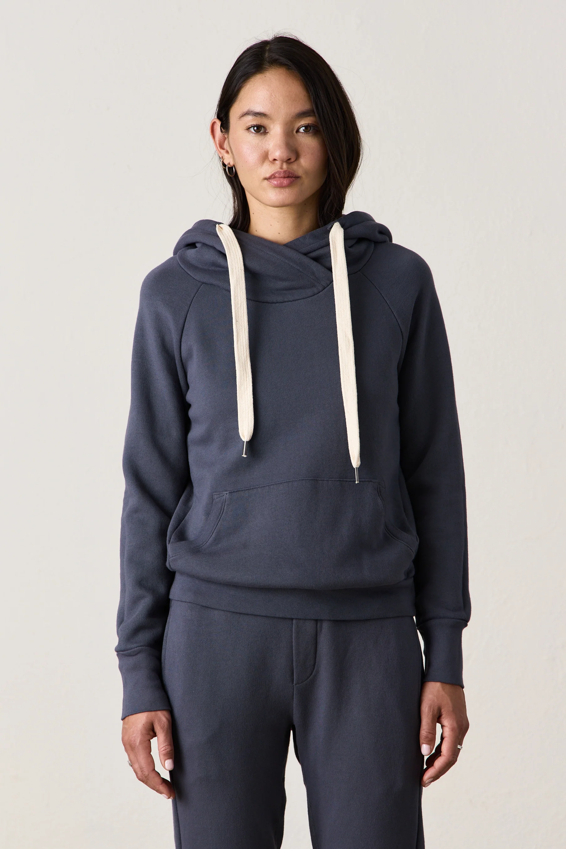 LISSE FITTED LOOP TERRY HOODY / STEEL GREY - Renuaun