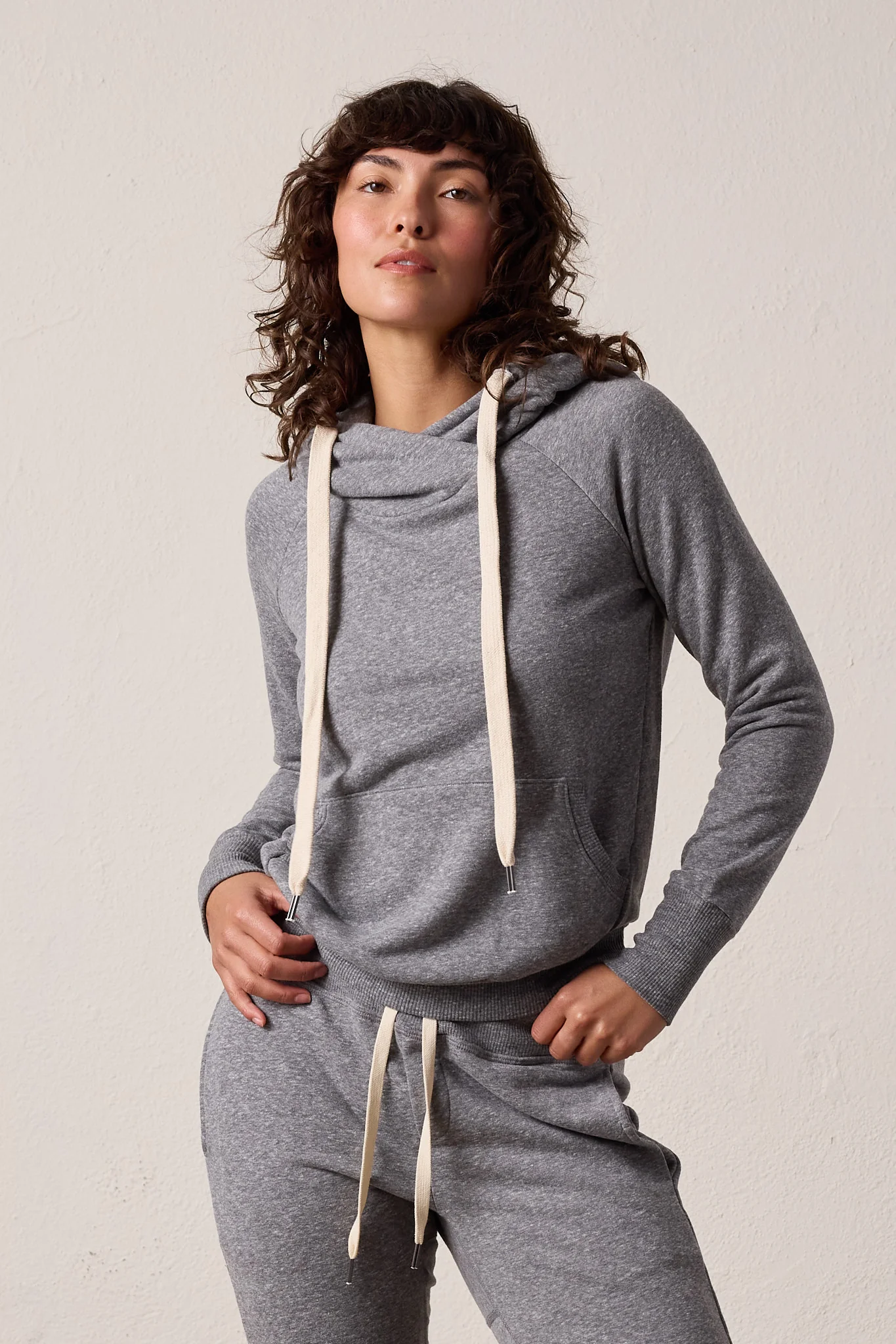 NSF Lisse Fitted Melange Terry Hoodie - Charcoal Heather Gray - Renuaun