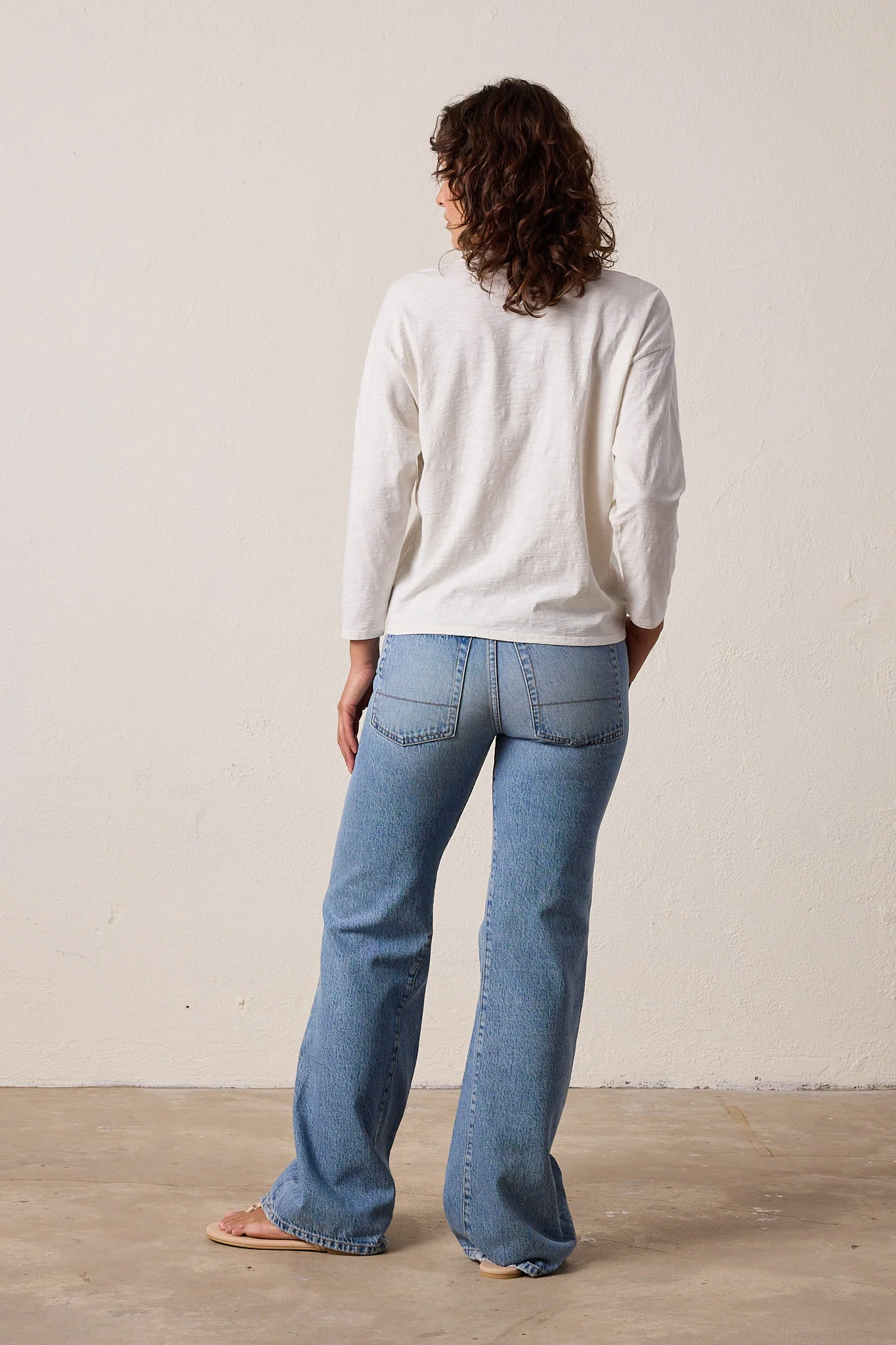 NSF Hazel Boxy Slub Jersey Henley - Soft White - Renuaun