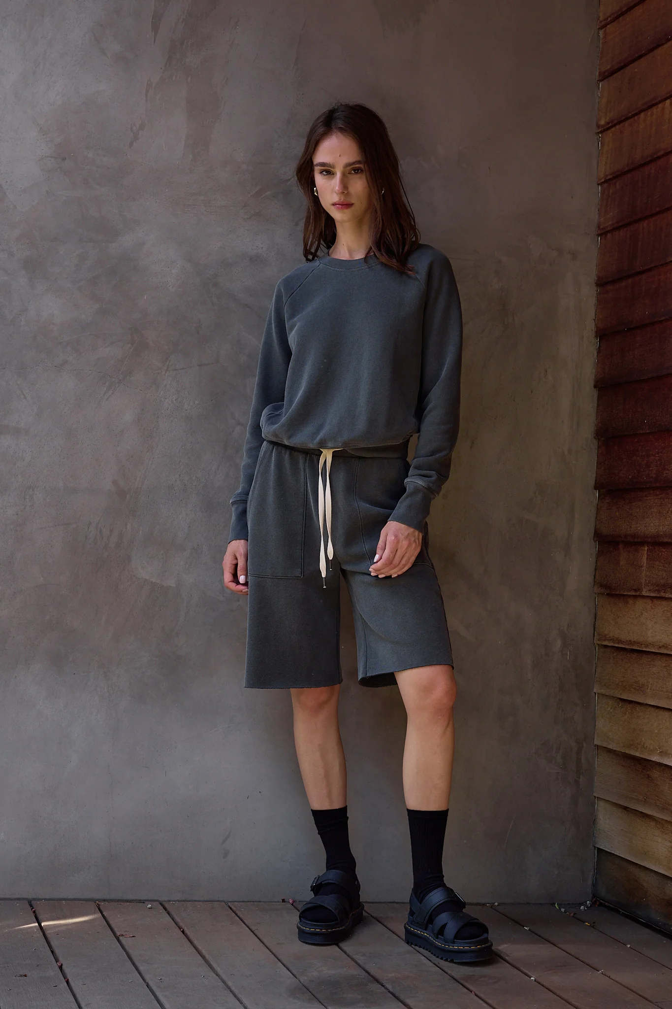 NSF Saguro Chic Loop Terry Sweatshirt - Faded Black - Renuaun