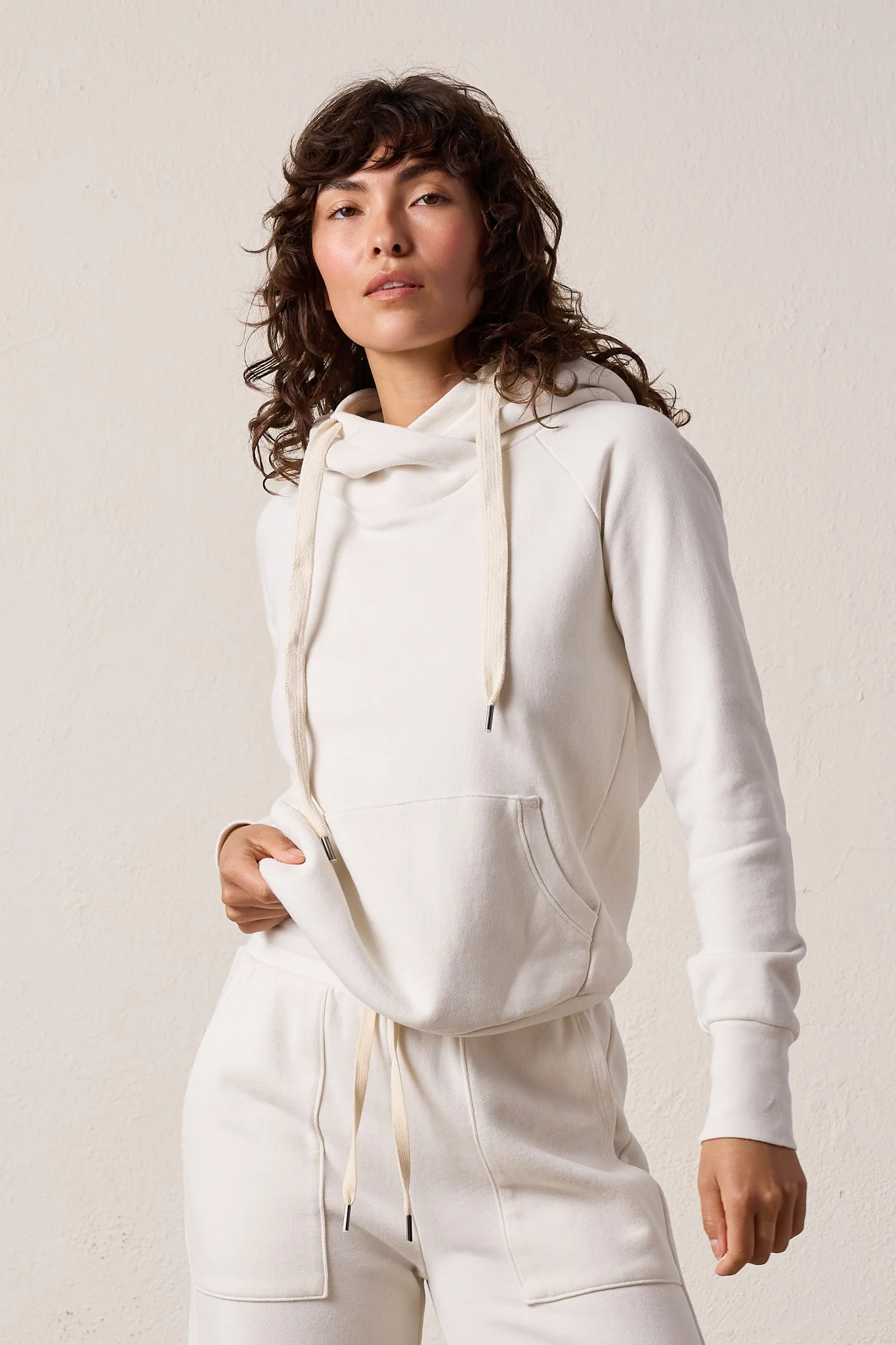 NSF Lisse Fitted Loop Terry Hoodie - Soft White - Renuaun