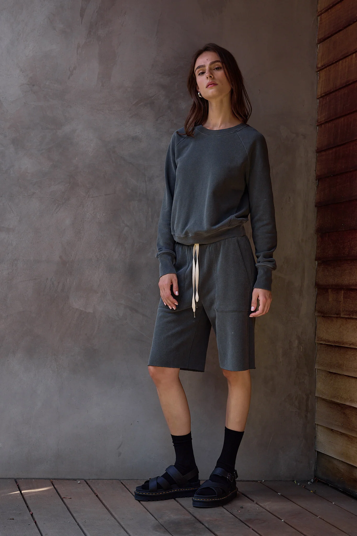 NSF Saguro Chic Loop Terry Sweatshirt - Faded Black - Renuaun