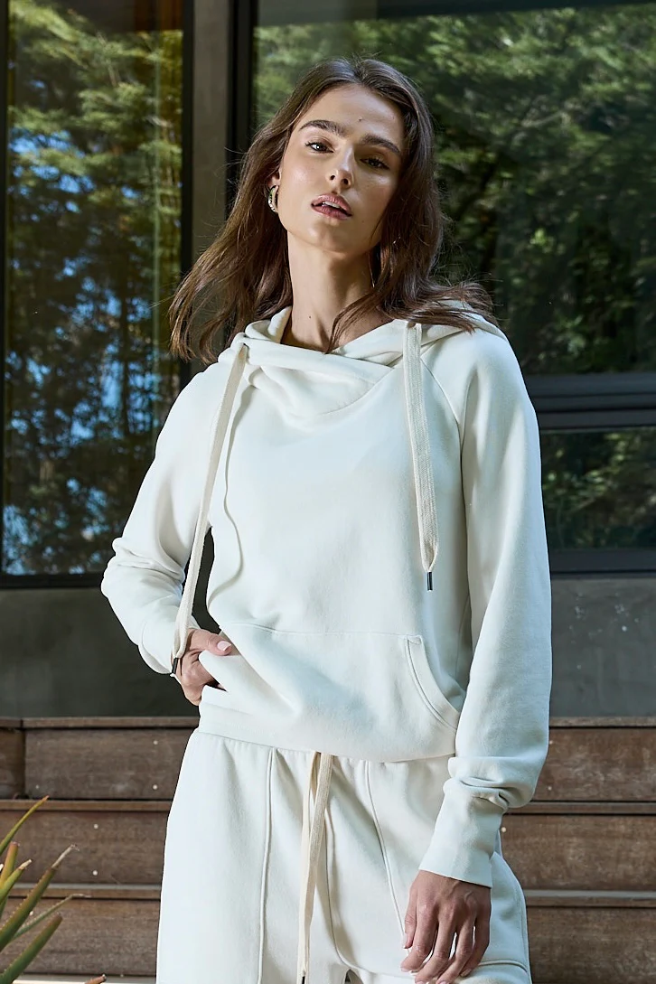 NSF Lisse Fitted Loop Terry Hoodie - Soft White - Renuaun