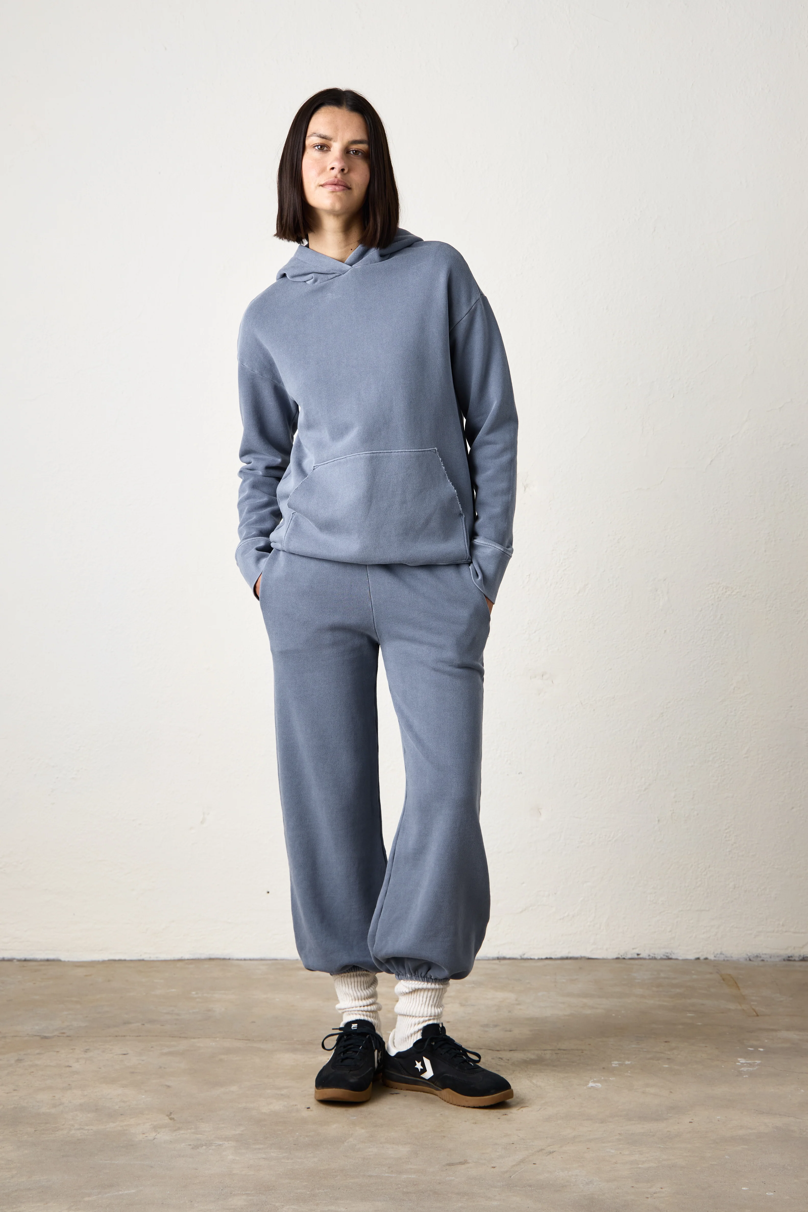 ELLIS RELAXED LOOP TERRY HOODY / HEATHER INDIGO - Renuaun
