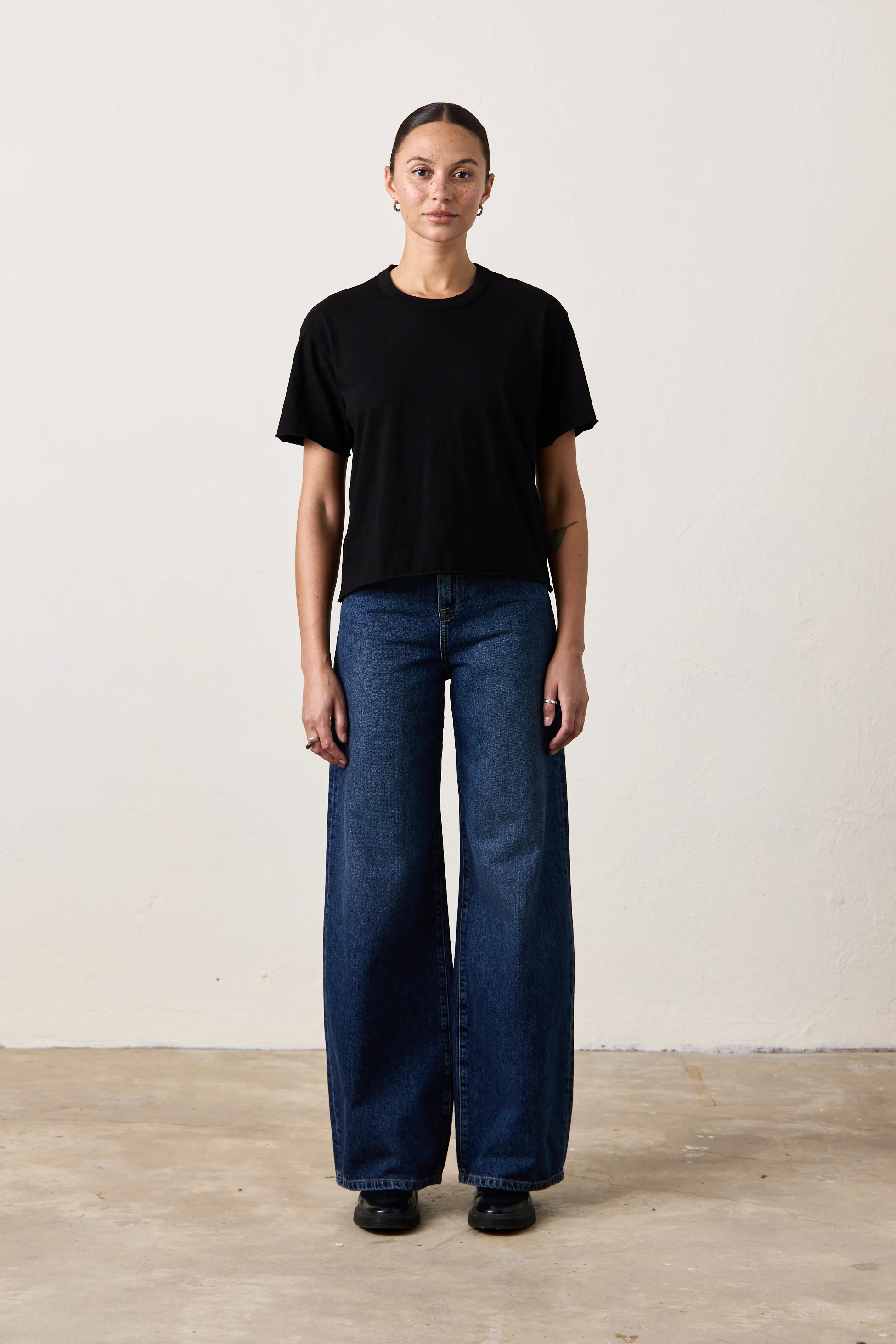 HARPER BOXY SLUB JERSEY TEE / BLACK - Renuaun