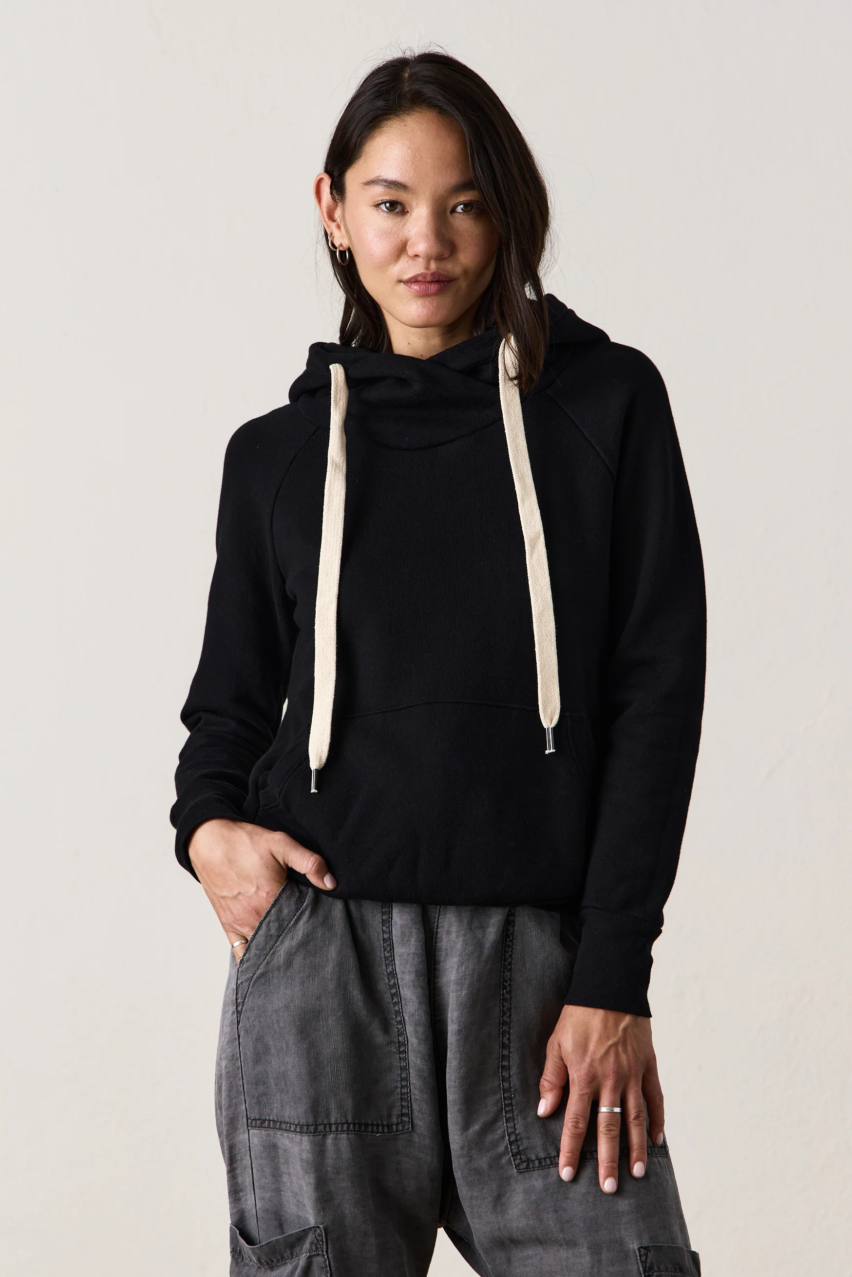 NSF Lisse Fitted Loop Terry Hoodie - Black - Renuaun