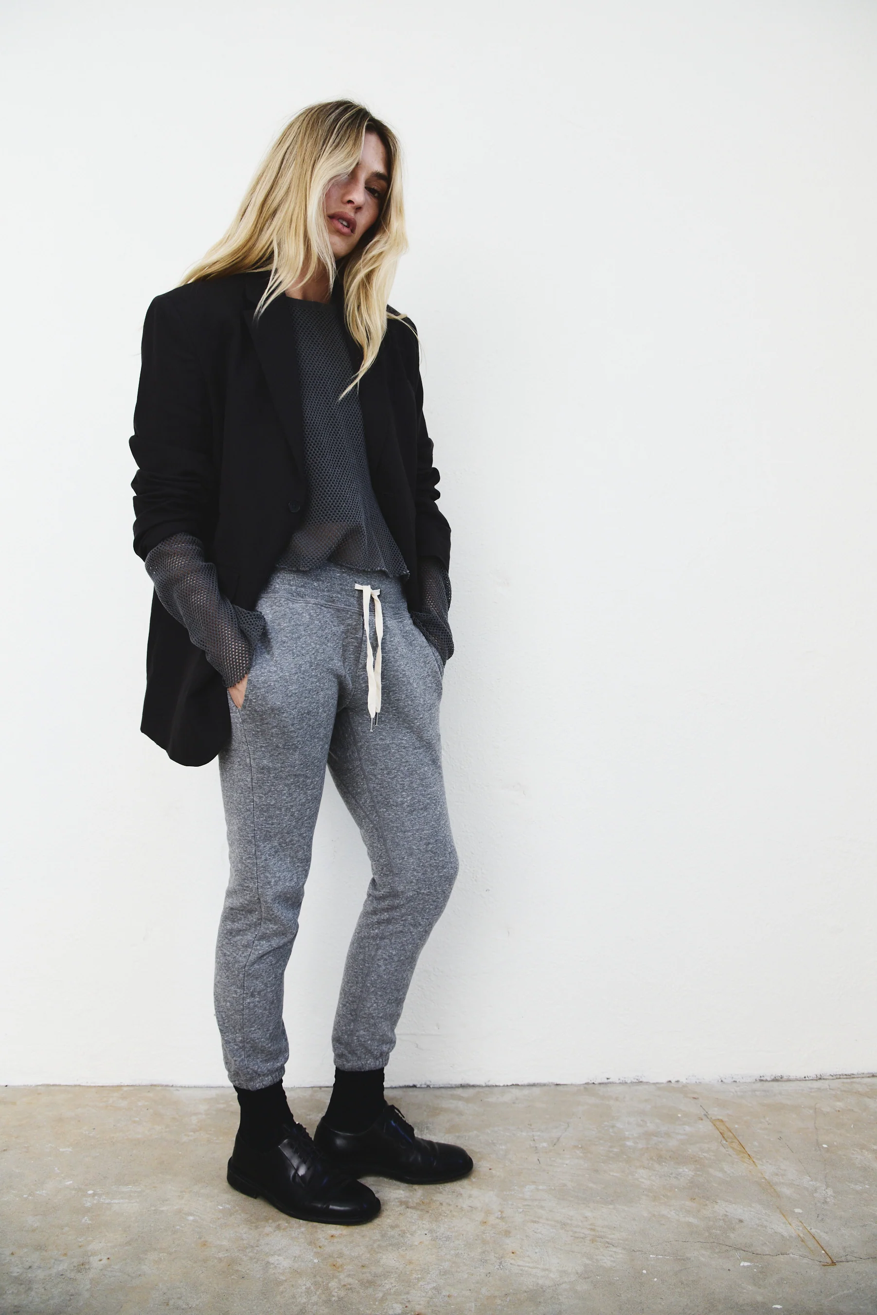 NSF Sayde Slim Melange Terry Sweatpant - Charcoal Heather Gray - Renuaun