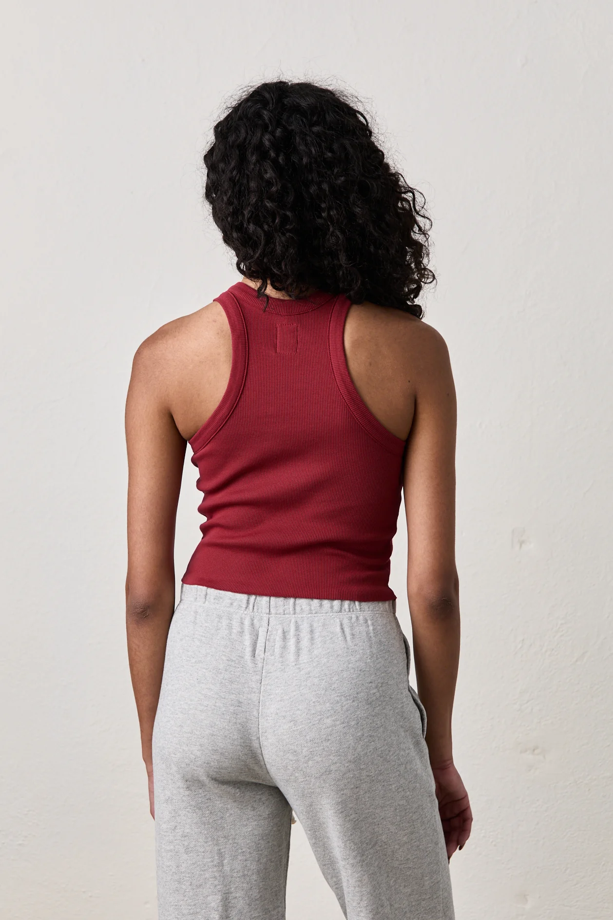 NSF Amaya Fitted Crop Rib Tank - Deep Red - Renuaun