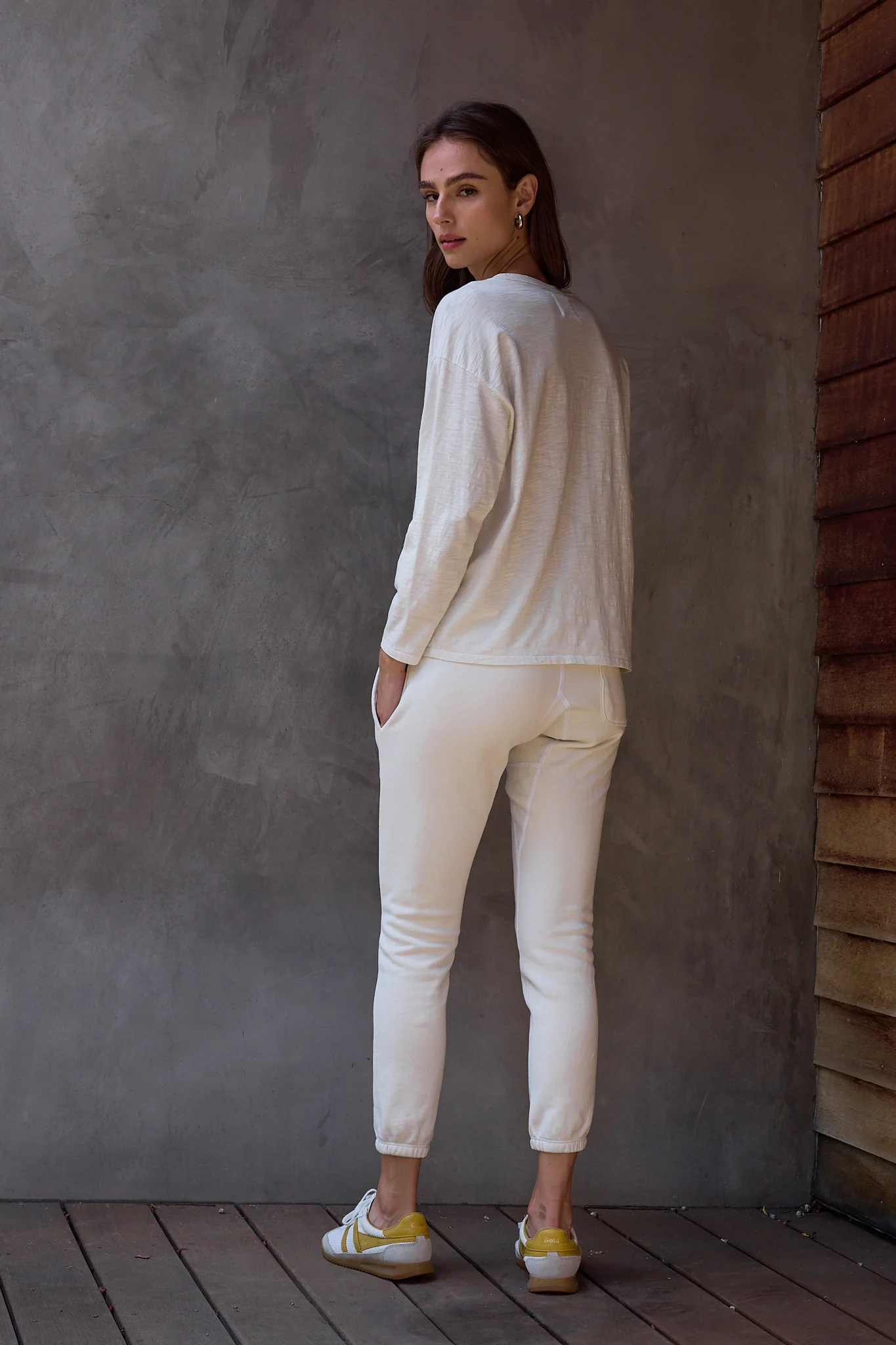 NSF Hazel Boxy Slub Jersey Henley - Soft White - Renuaun