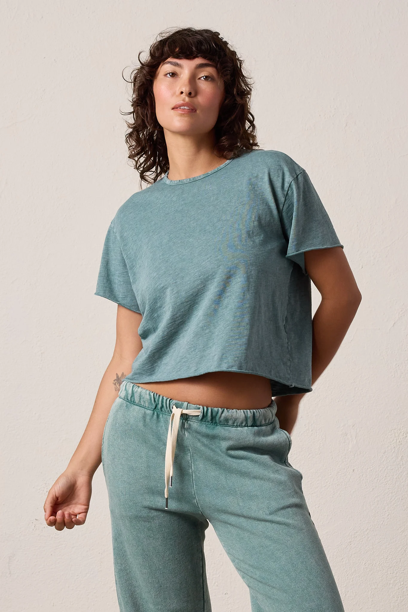 NSF Harper Boxy Slub Jersey Tee - Teal Perl Heather - Renuaun