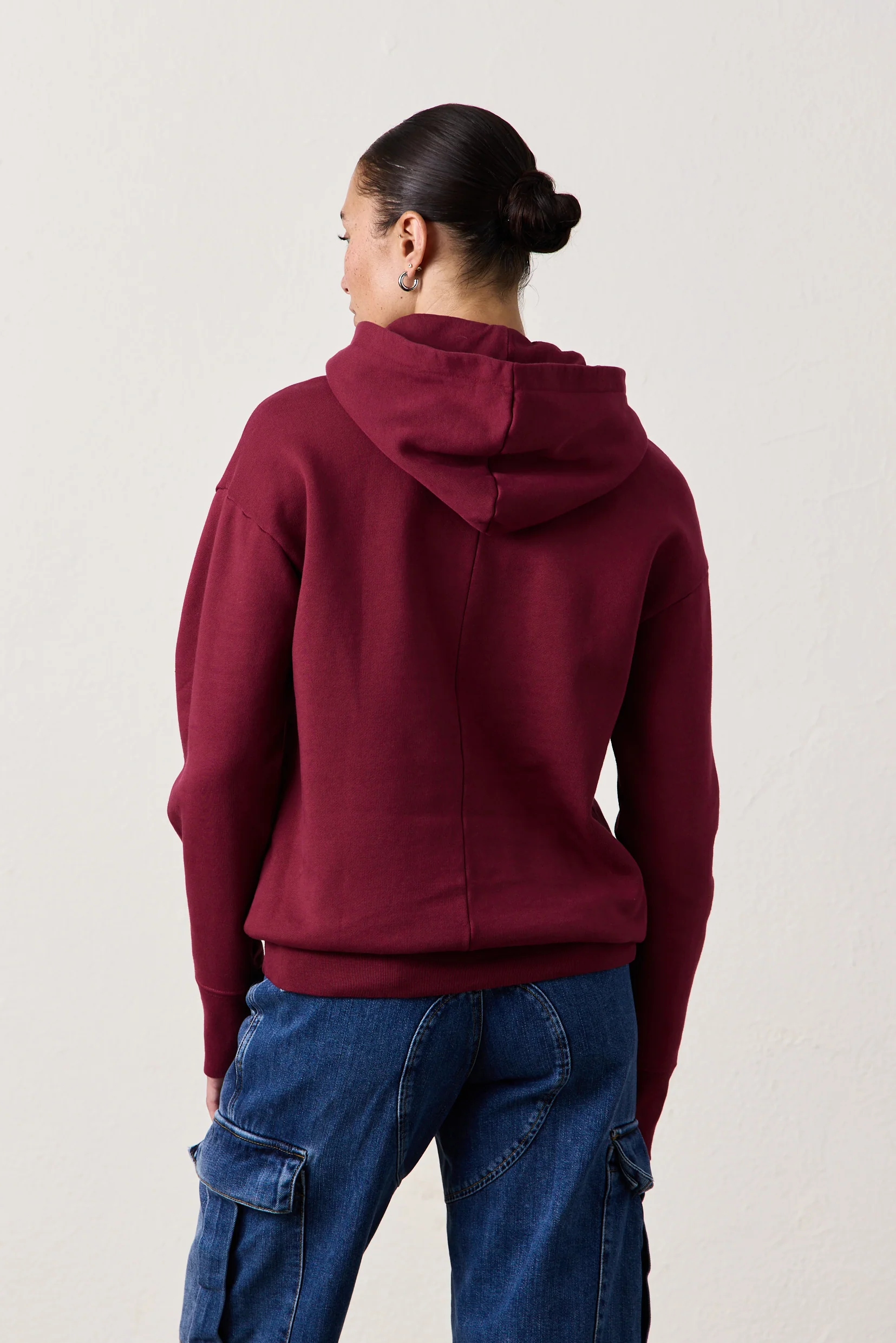 ELLIS RELAXED COZY FLEECE HOODY / DARK CHERRY - Renuaun