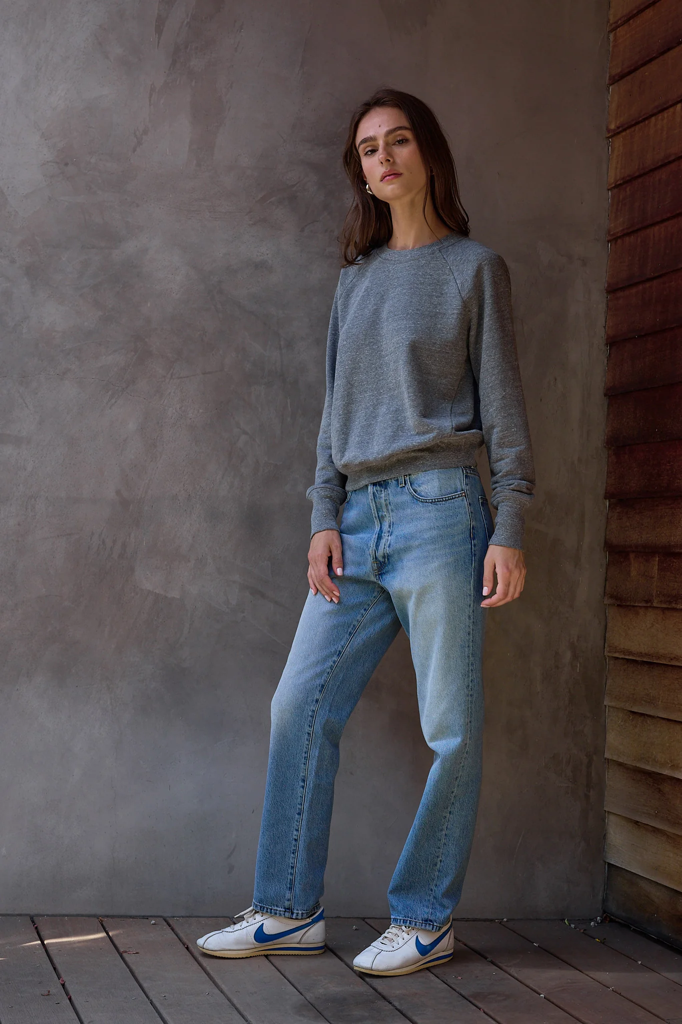 NSF Saguro Chic Melange Terry Sweatshirt - Charcoal Heather Gray - Renuaun