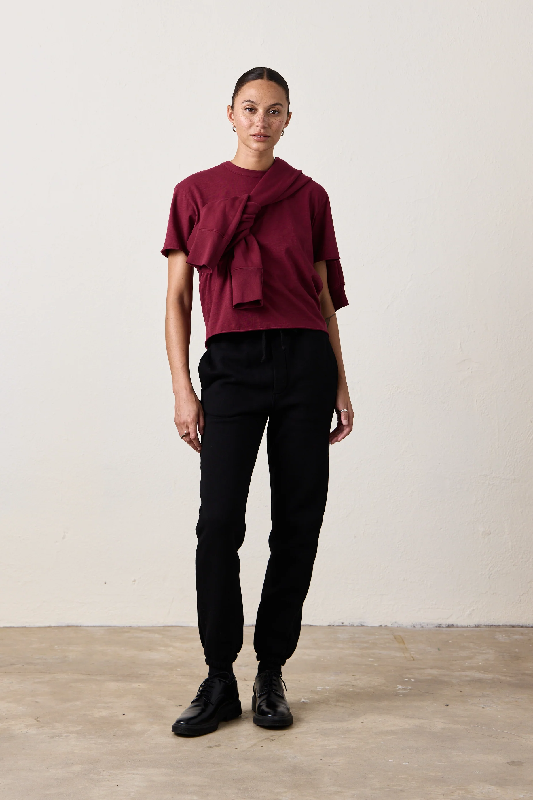HARPER BOXY SLUB JERSEY TEE / DARK CHERRY - Renuaun