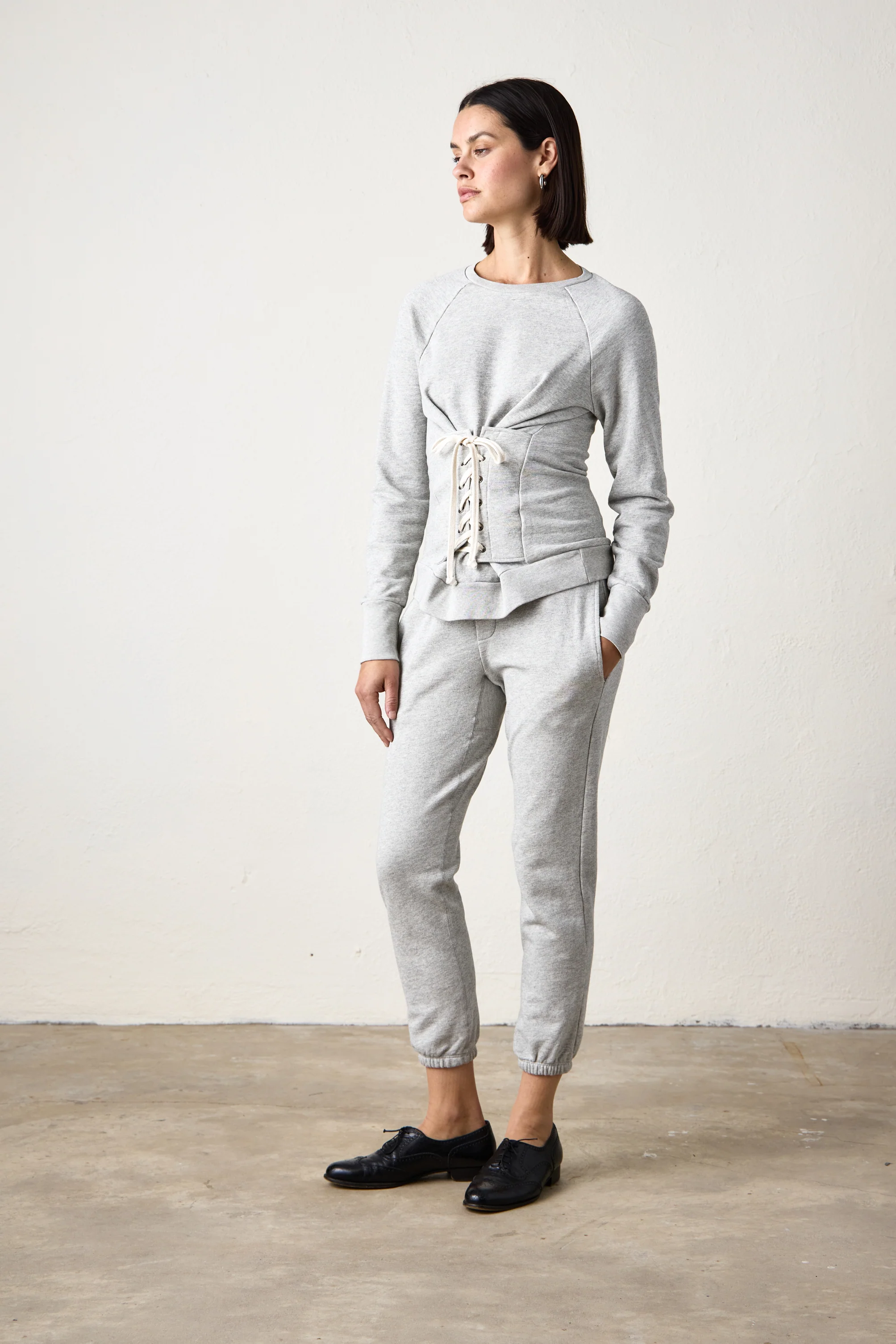 NSF Elio Corset Vintage Terry Crew - Heather Gray - Renuaun
