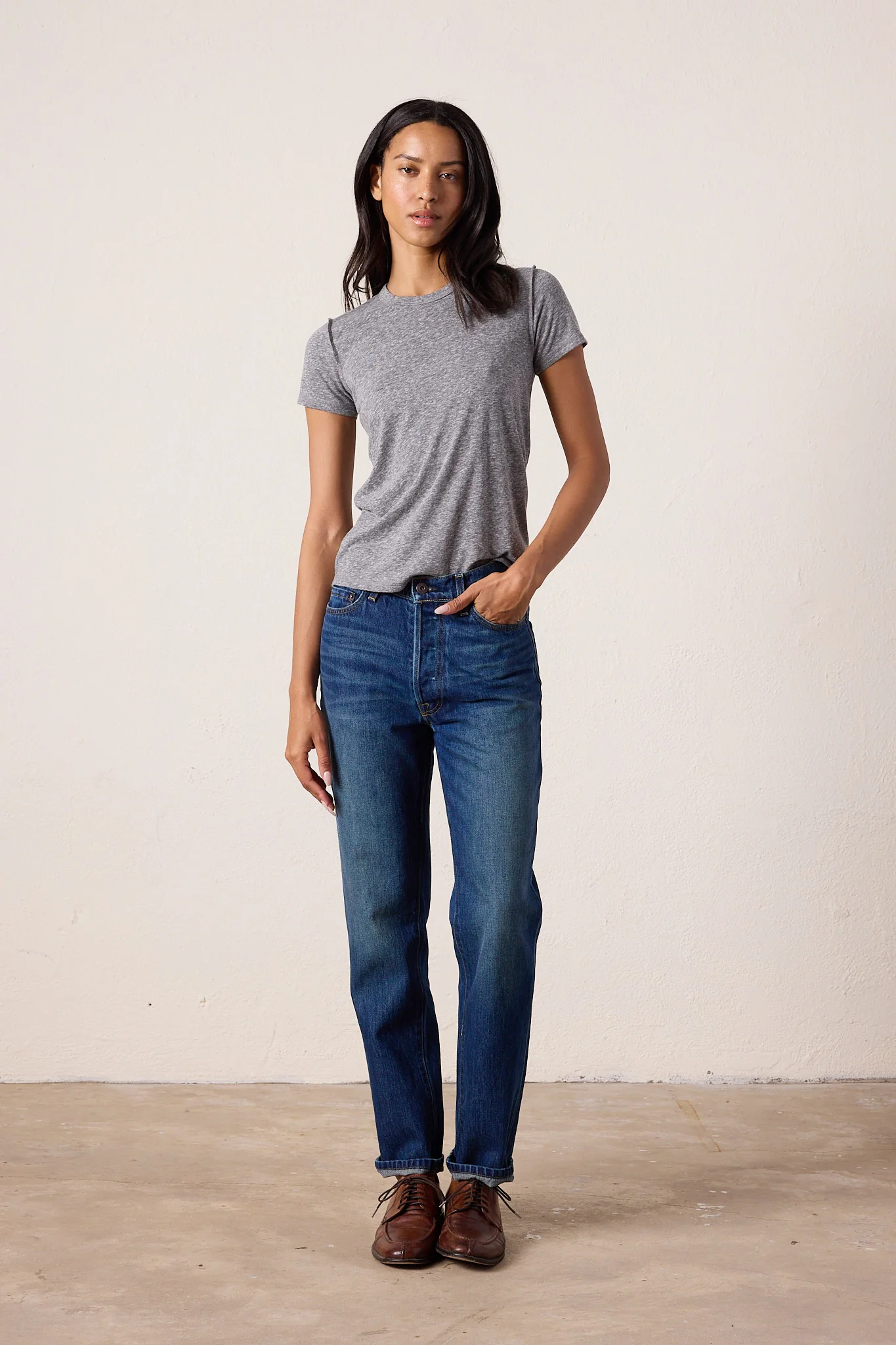 NSF Alessi Shrunken Melange Jersey Tee - Charcoal Heather Gray - Renuaun
