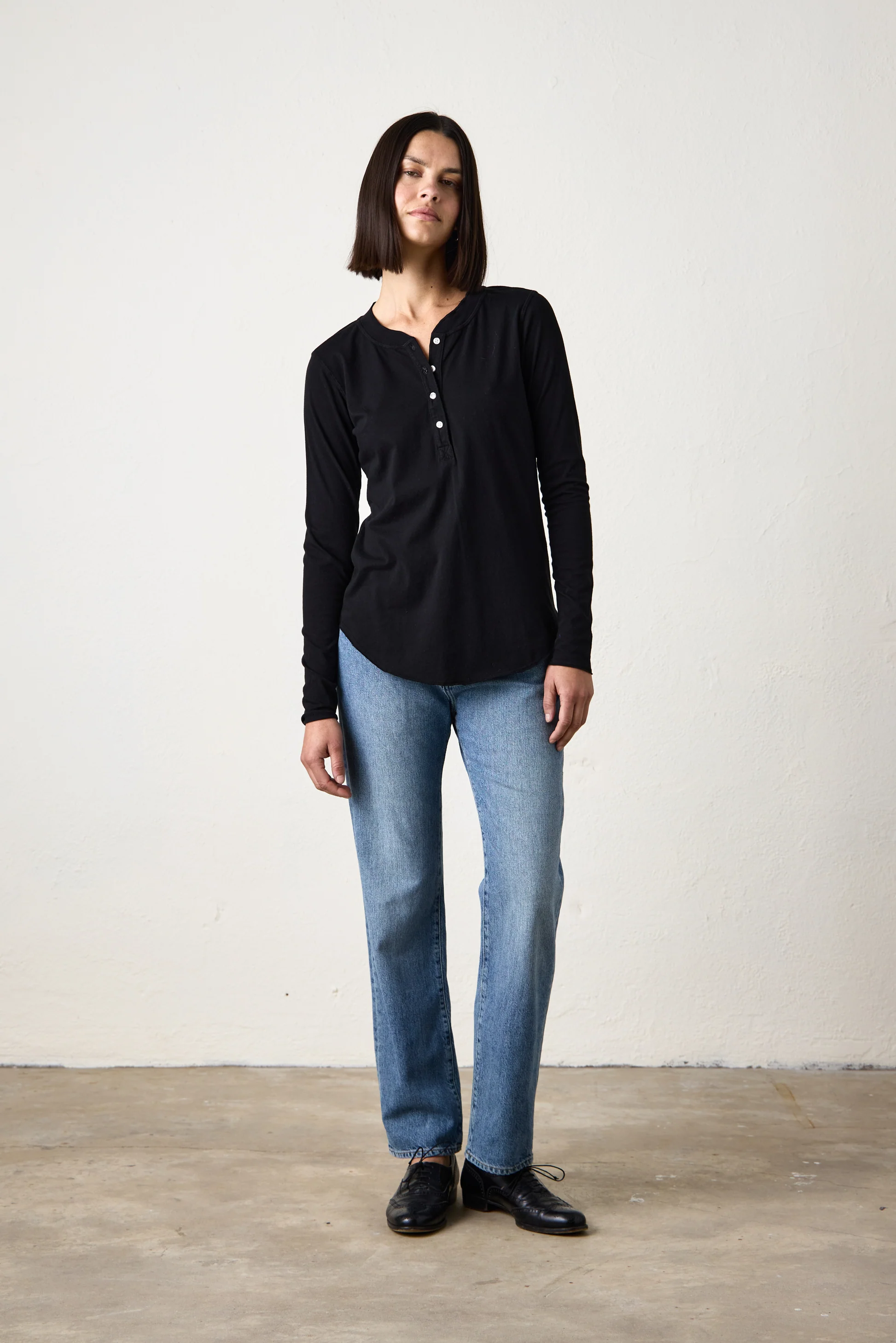 HAL FINE JERSEY HENLEY / BLACK - Renuaun