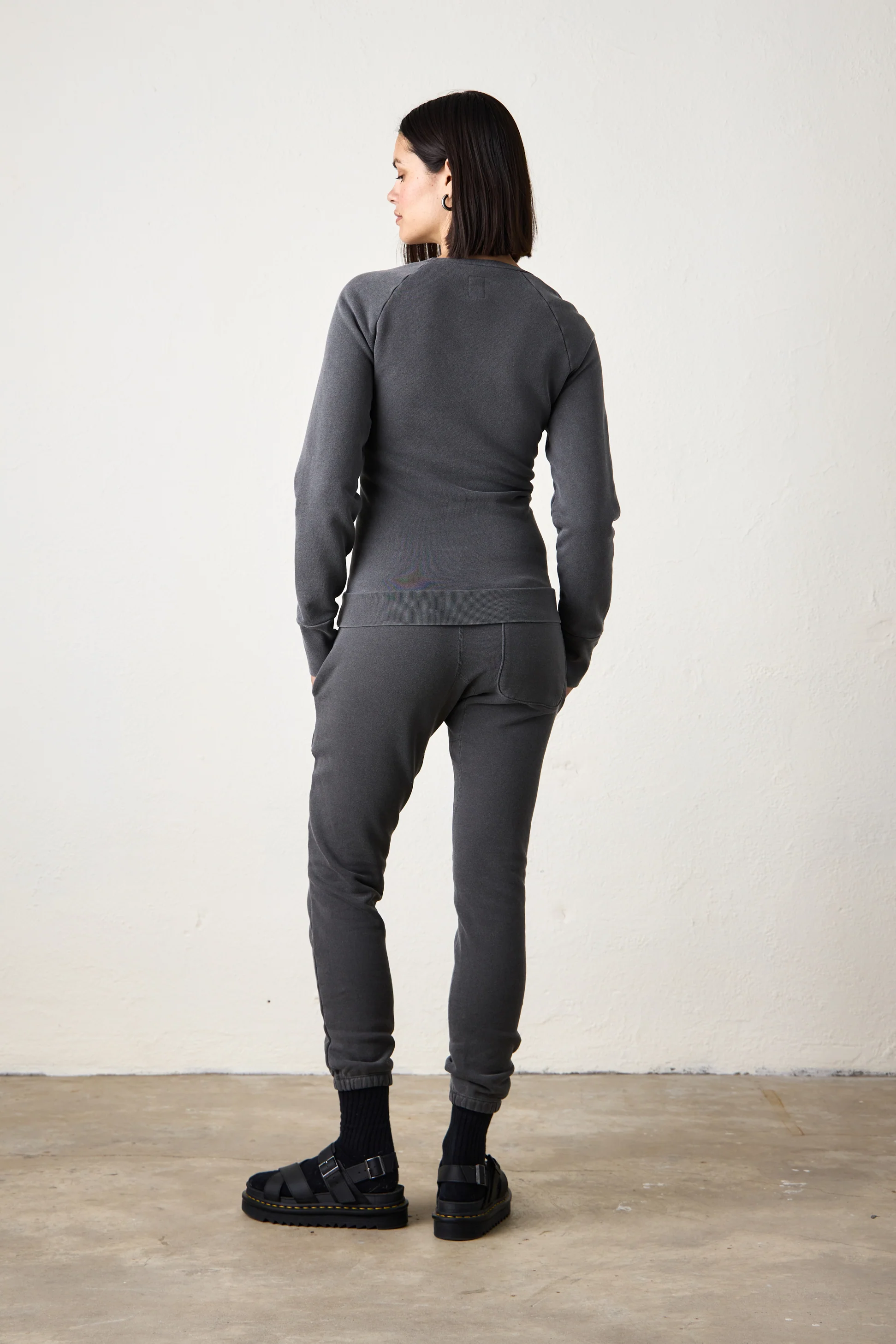 NSF Elio Corset Loop Terry Crew - Faded Black - Renuaun