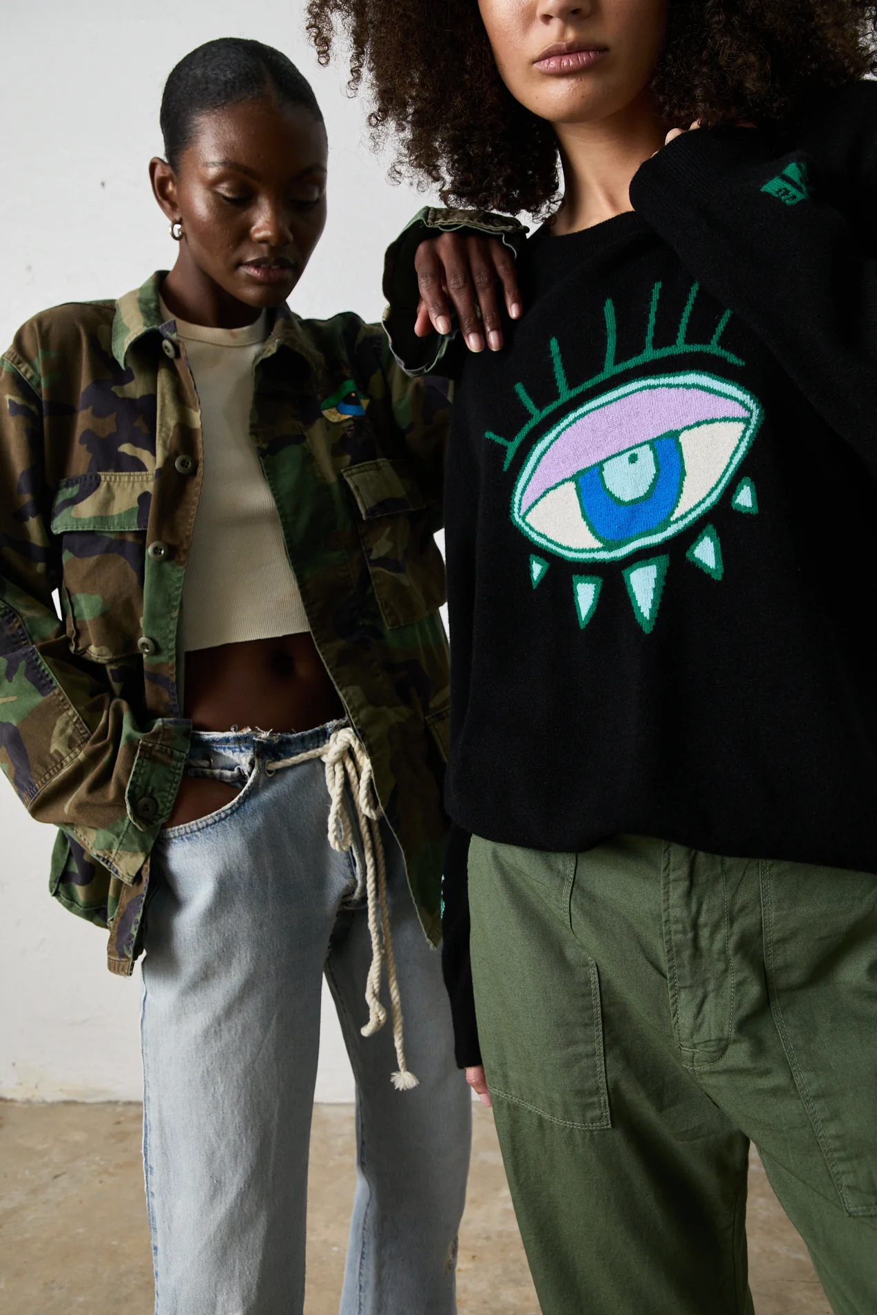 NSF X Jacquie Aiche - Big Eye Cashmere Crew - Black - Renuaun