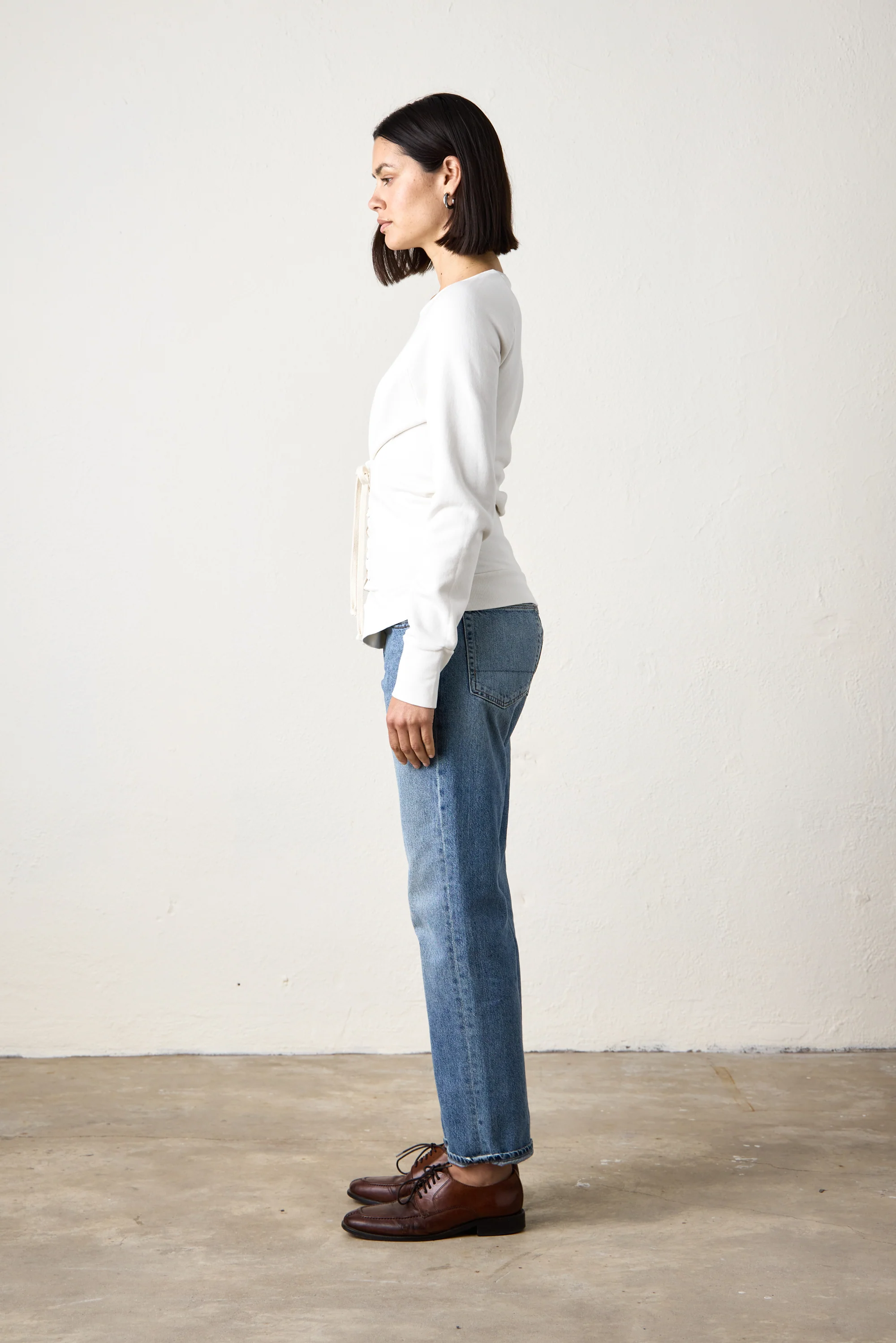 NSF Elio Corset Loop Terry Crew - Soft White - Renuaun