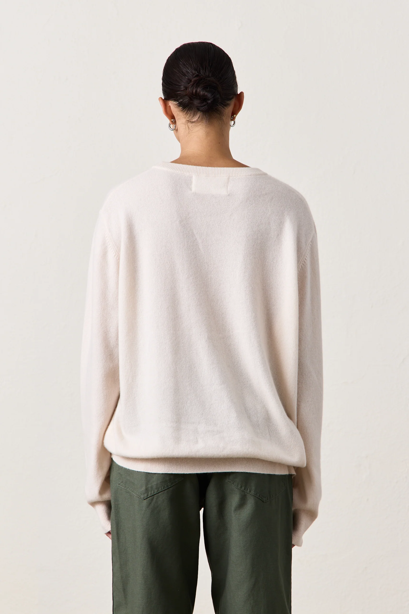 NSF X Jacquie Aiche - Big Eye Cashmere Crew - Feather - Renuaun