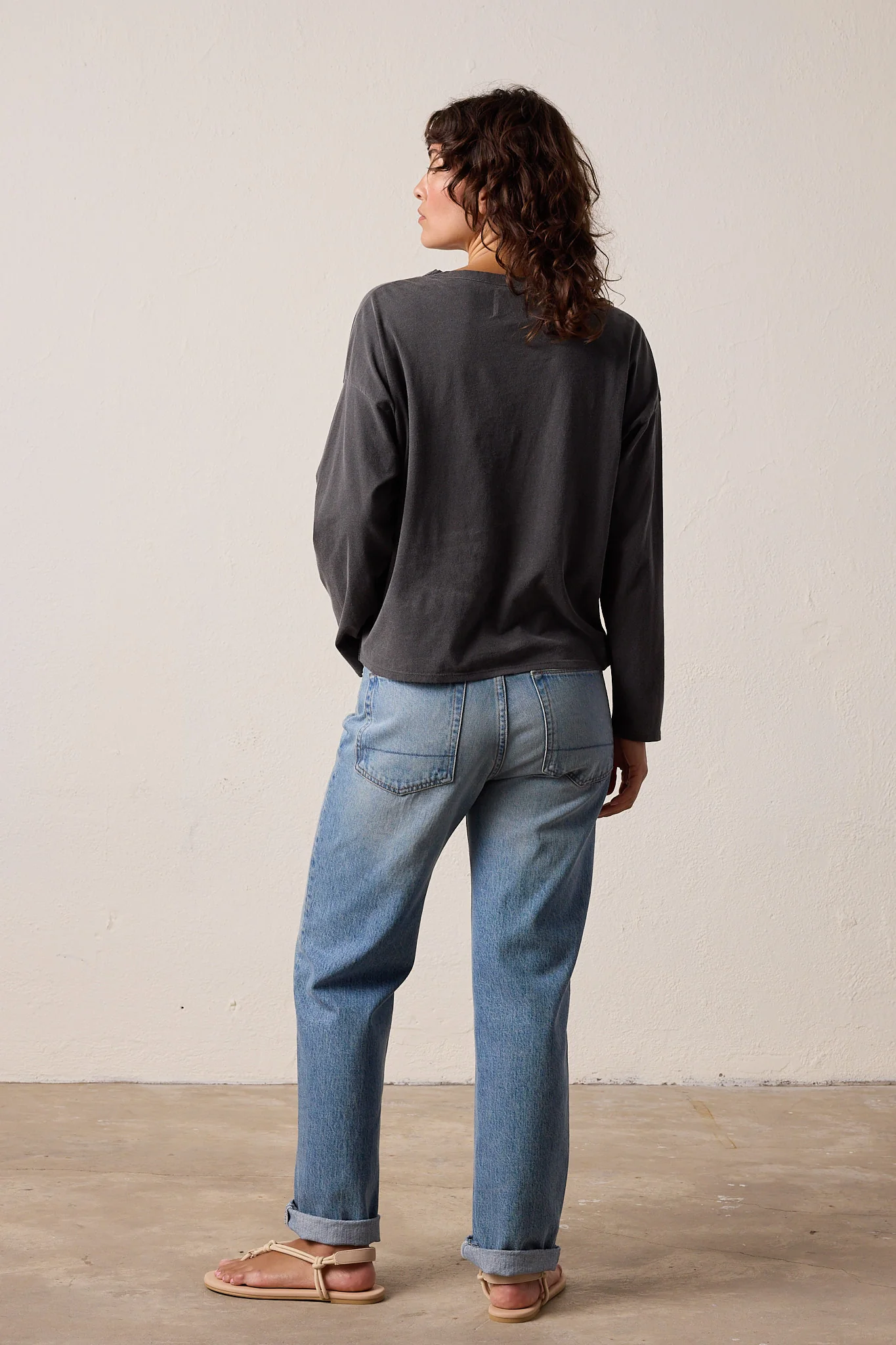 NSF Loffler Boxy Fine Jersey Tee - Faded Black - Renuaun