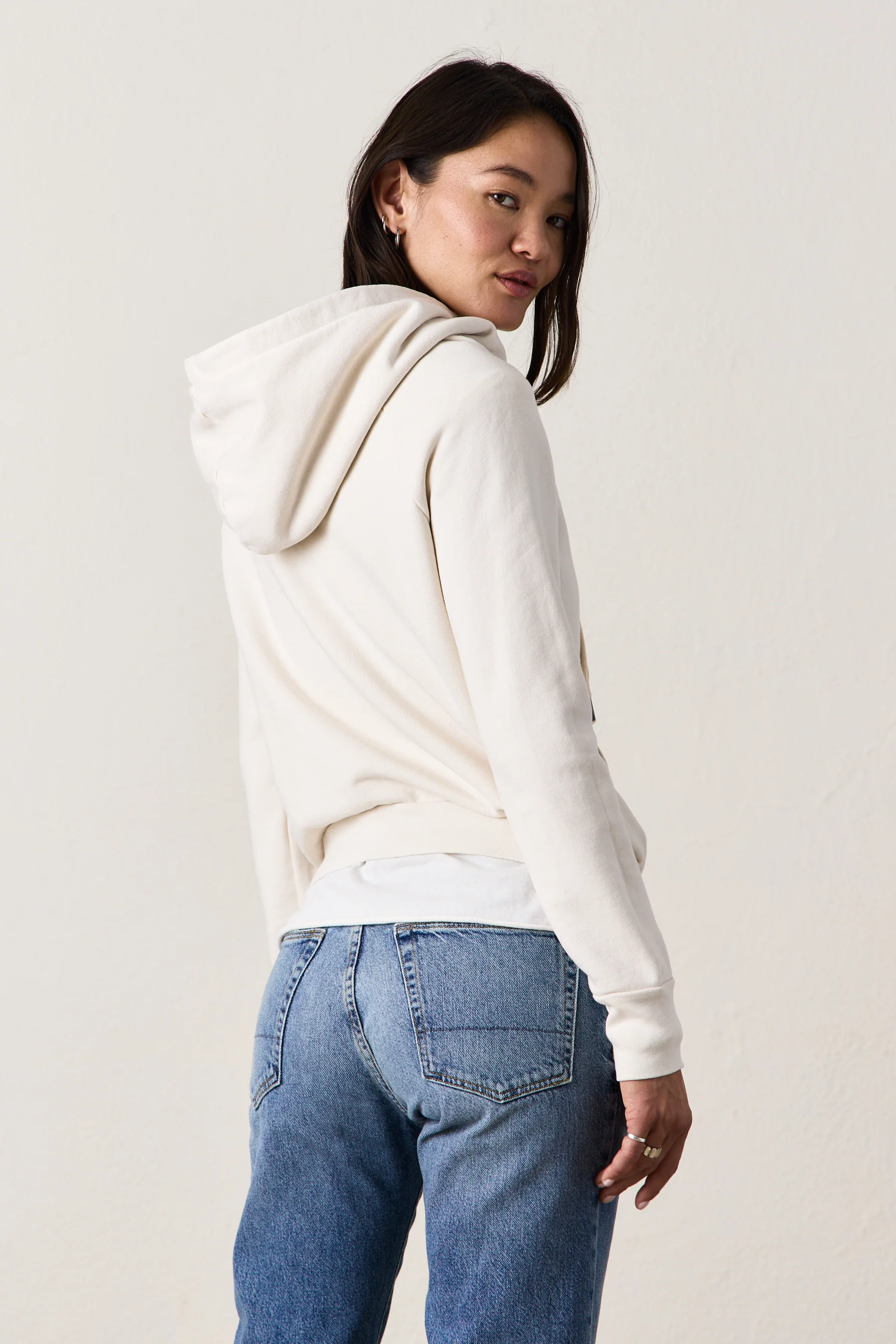 NSF Lisse Fitted Loop Terry Hoodie - Ivory - Renuaun