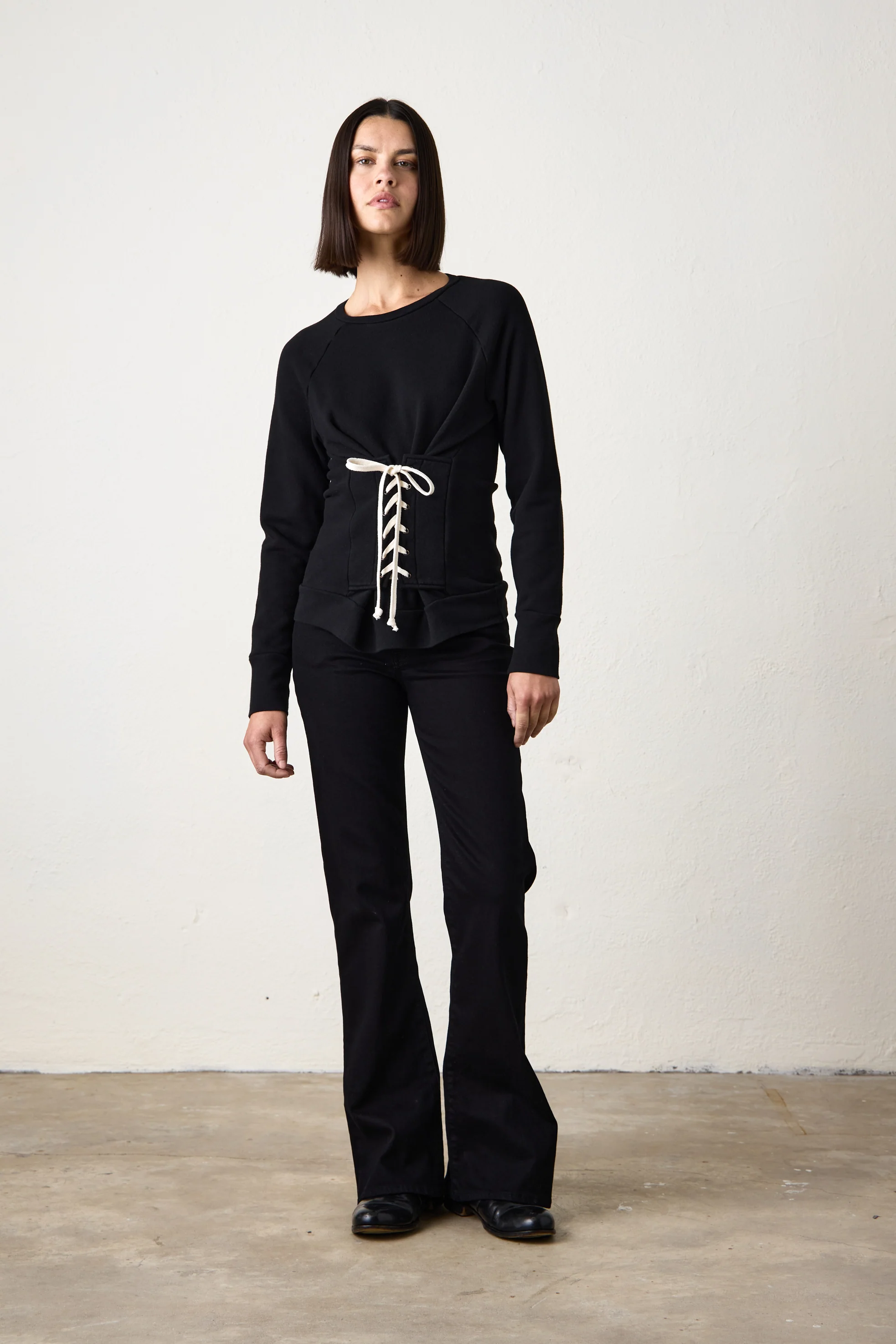 NSF Elio Corset Loop Terry Crew - Black - Renuaun