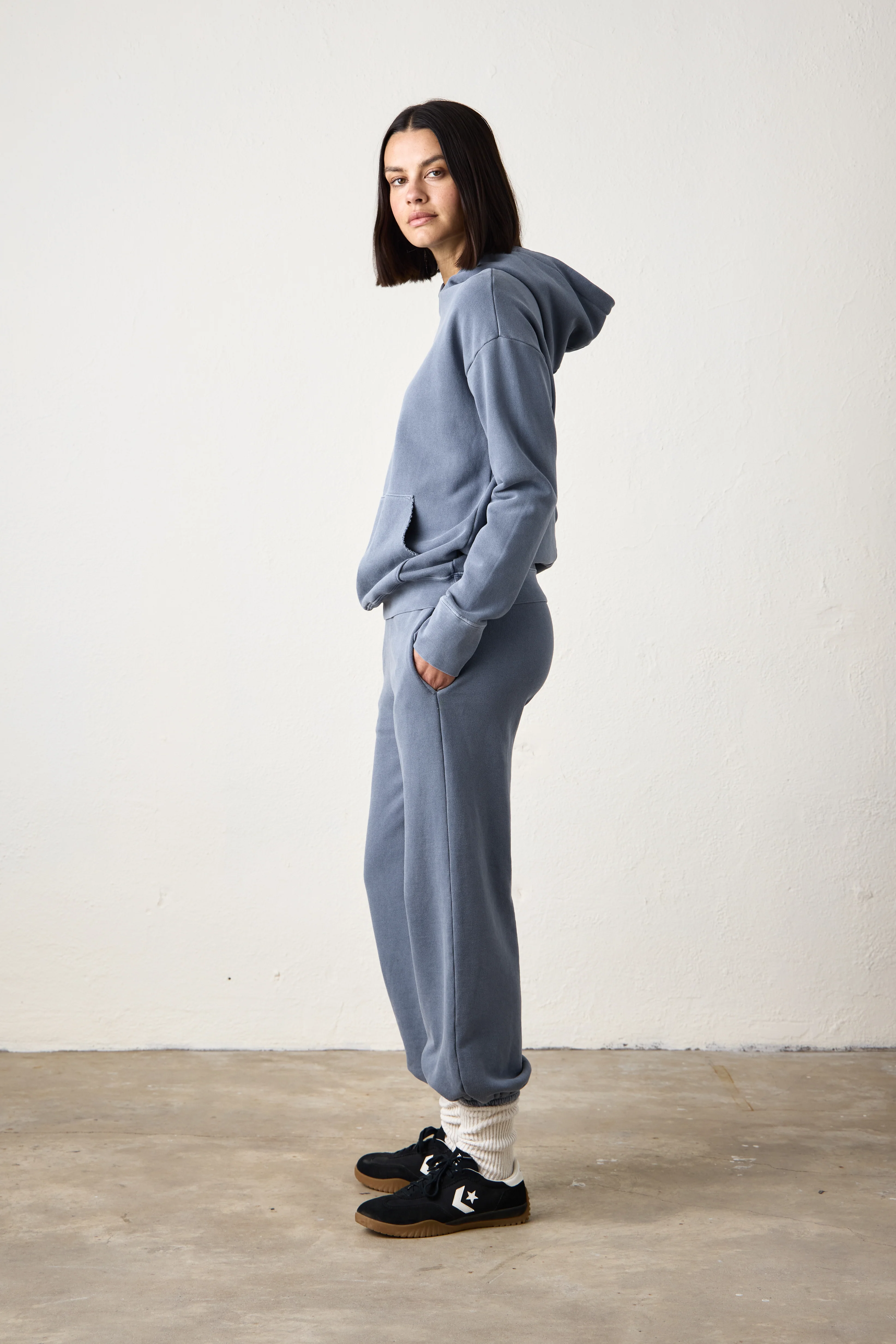 ELLIS RELAXED LOOP TERRY HOODY / HEATHER INDIGO - Renuaun