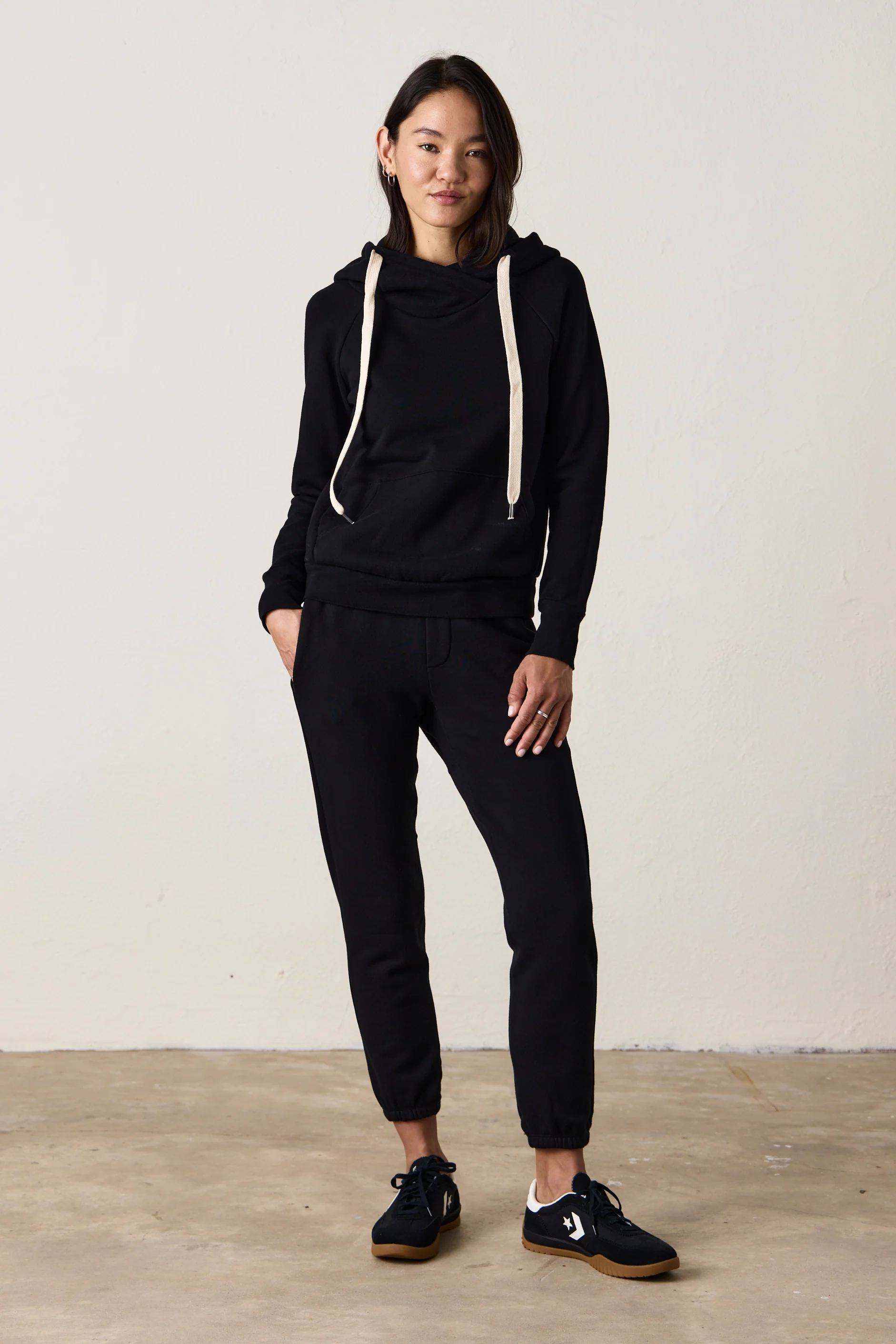 NSF Lisse Fitted Loop Terry Hoodie - Black - Renuaun