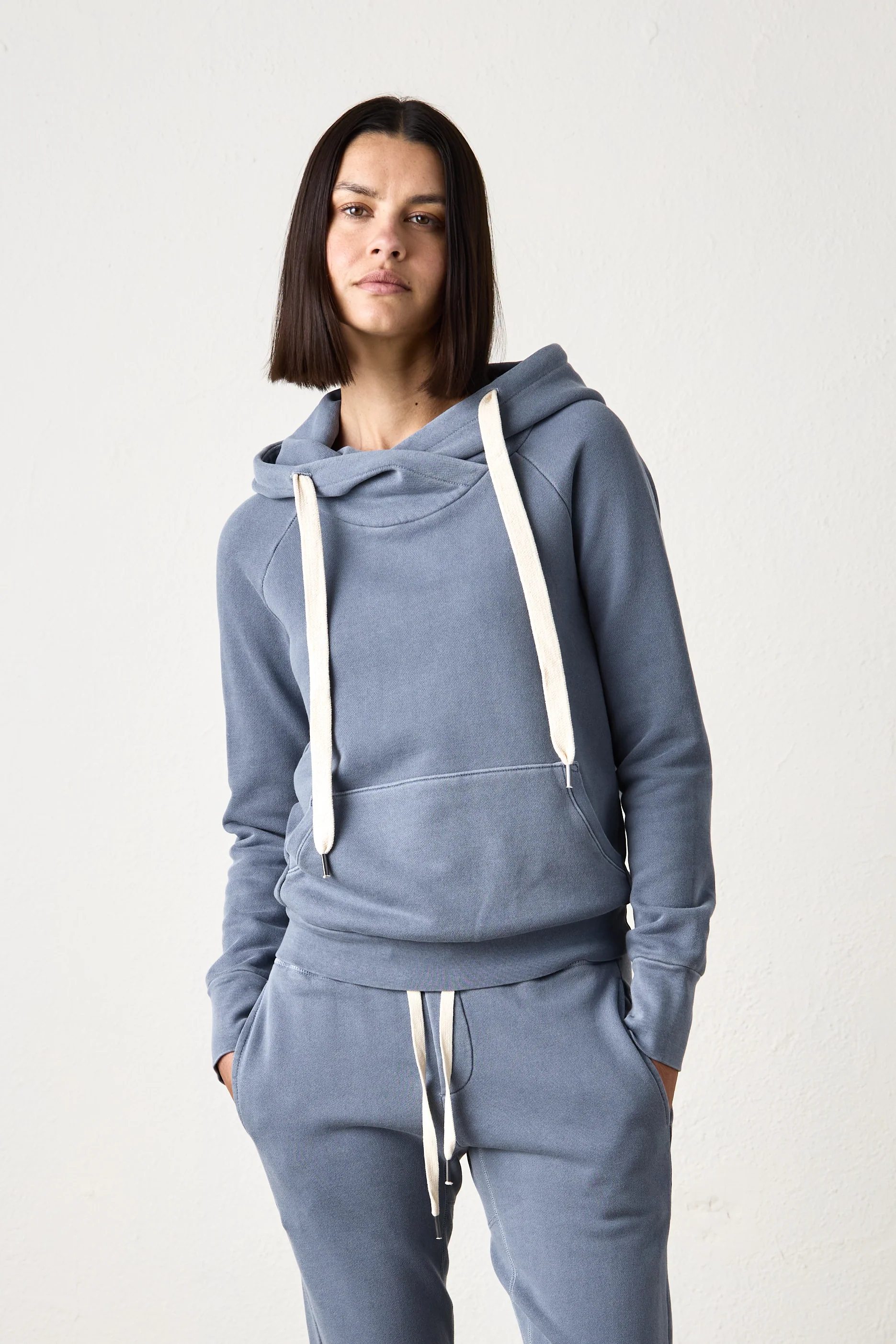 NSF Lisse Fitted Loop Terry Hoodie - Heather Indigo - Renuaun