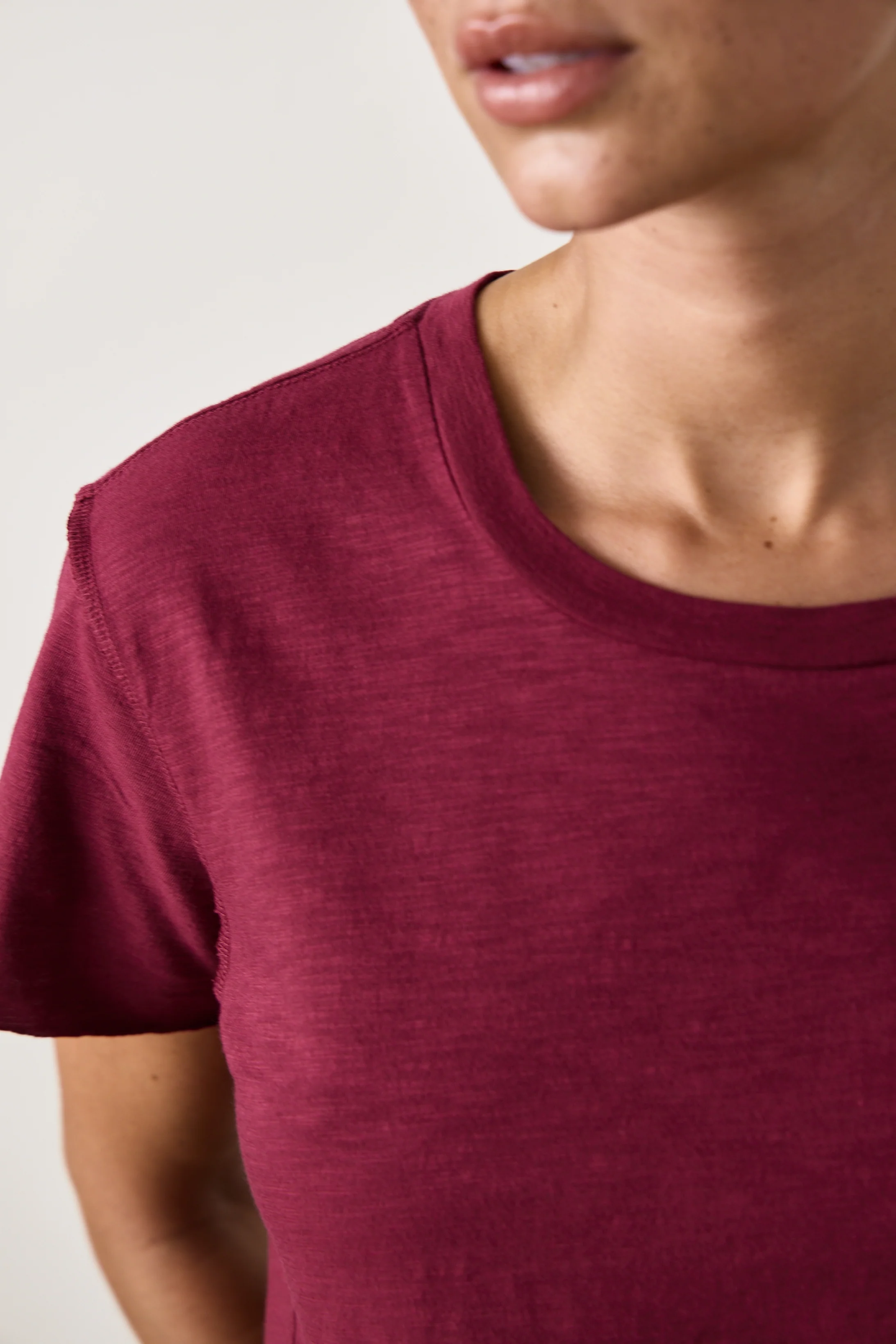 HARPER BOXY SLUB JERSEY TEE / DARK CHERRY - Renuaun