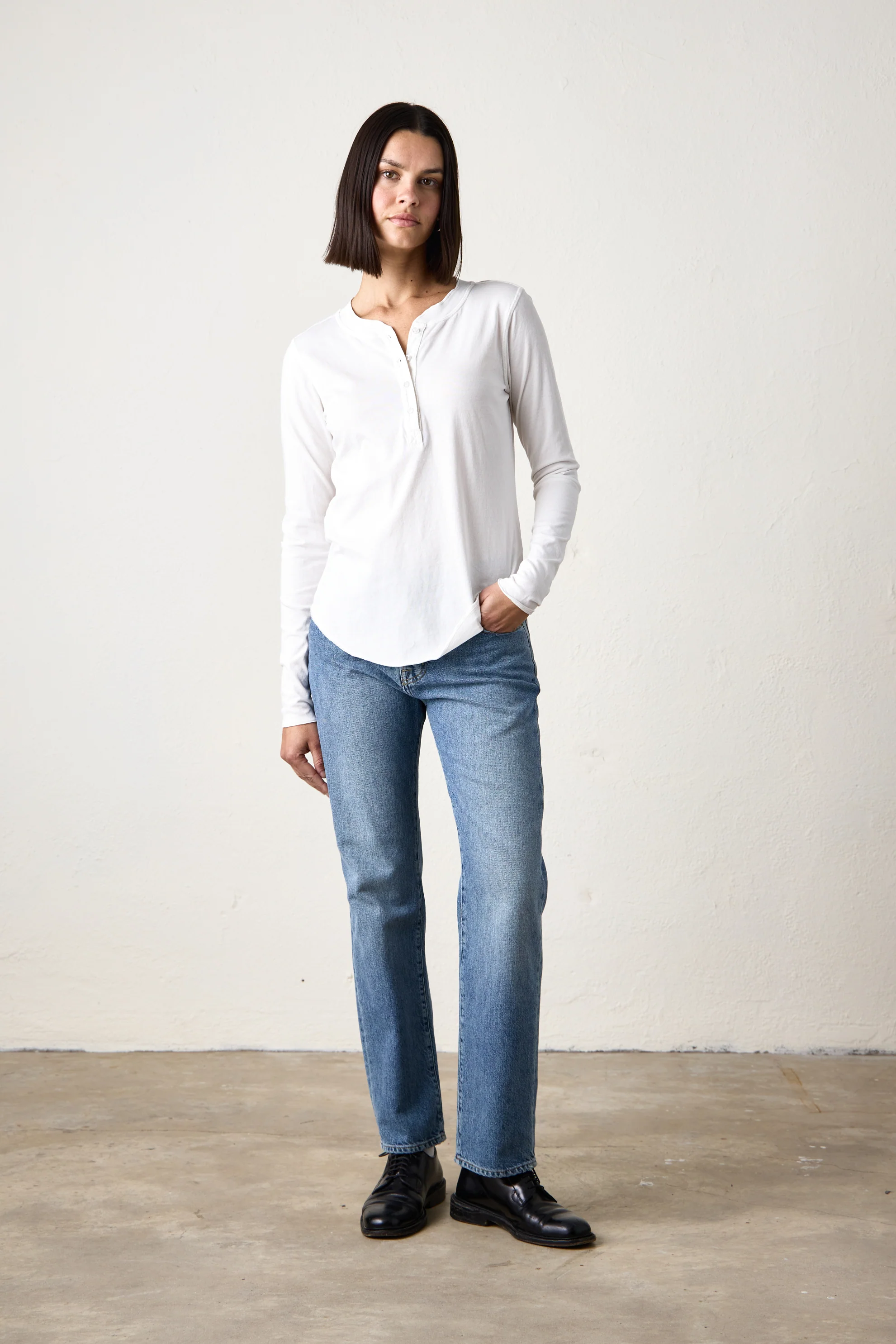 HAL FINE JERSEY HENLEY / SOFT WHITE - Renuaun