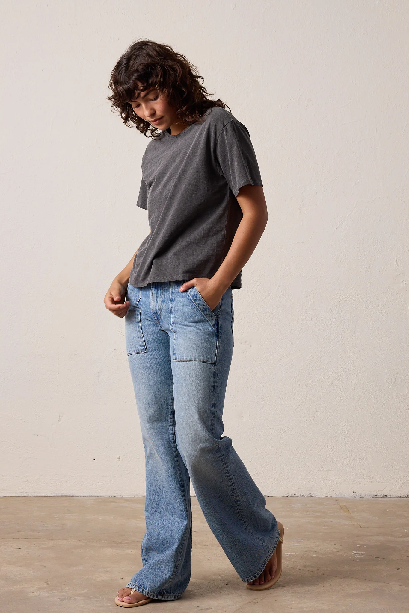 NSF Harper Boxy Slub Jersey Tee - Faded Black - Renuaun