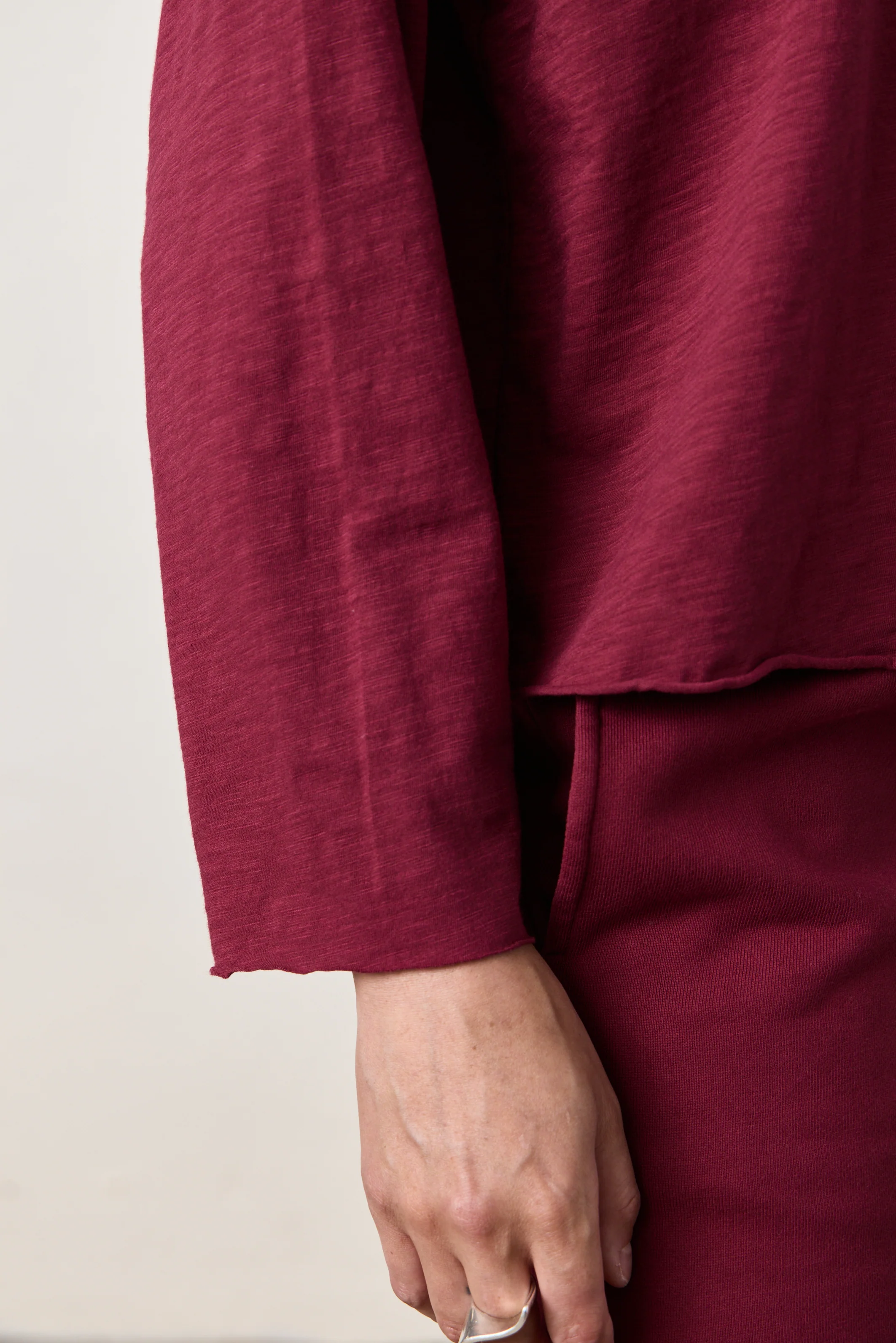 LOFFLER SLUB JERSEY BOXY TEE / DARK CHERRY - Renuaun