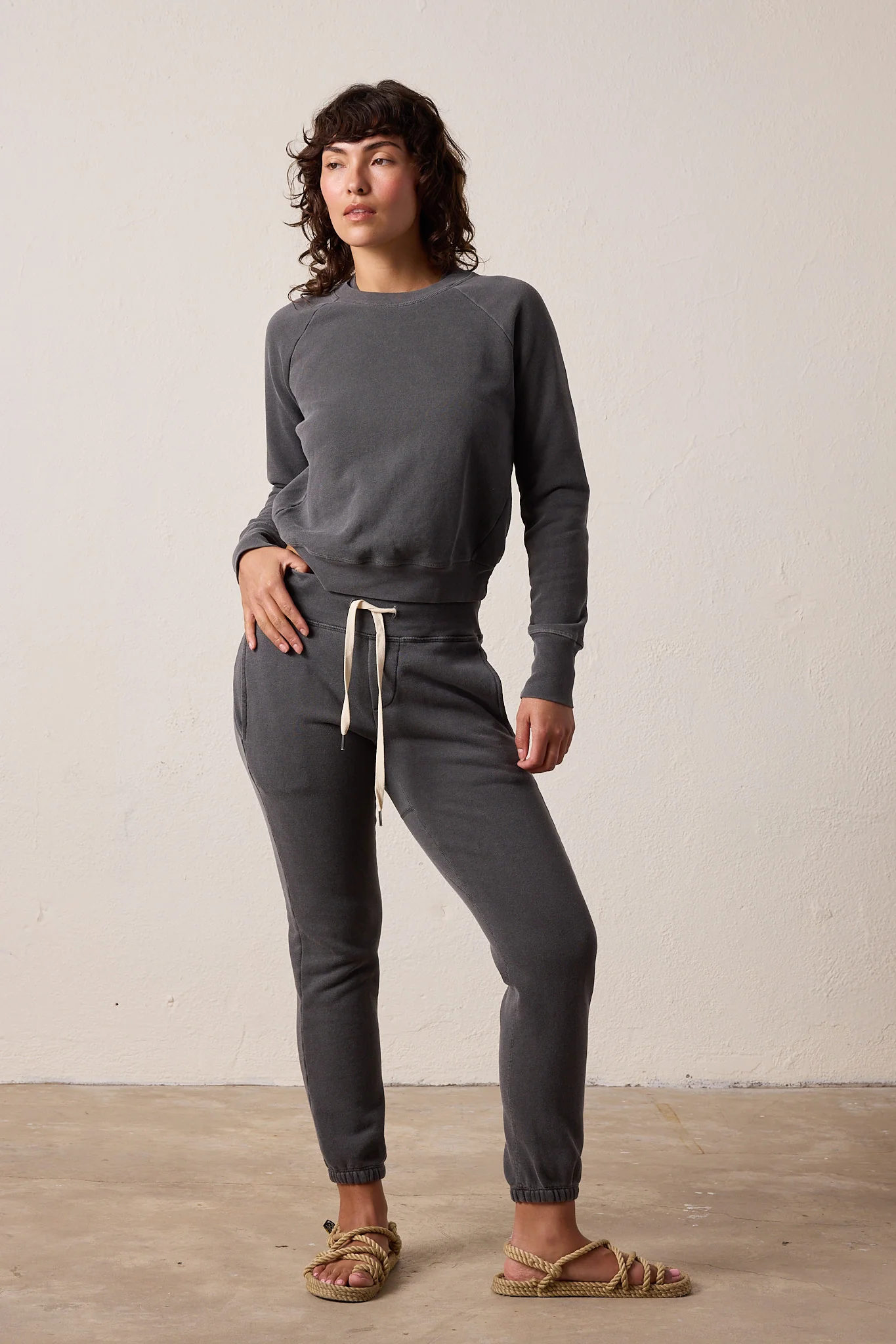 NSF Saguro Chic Loop Terry Sweatshirt - Faded Black - Renuaun