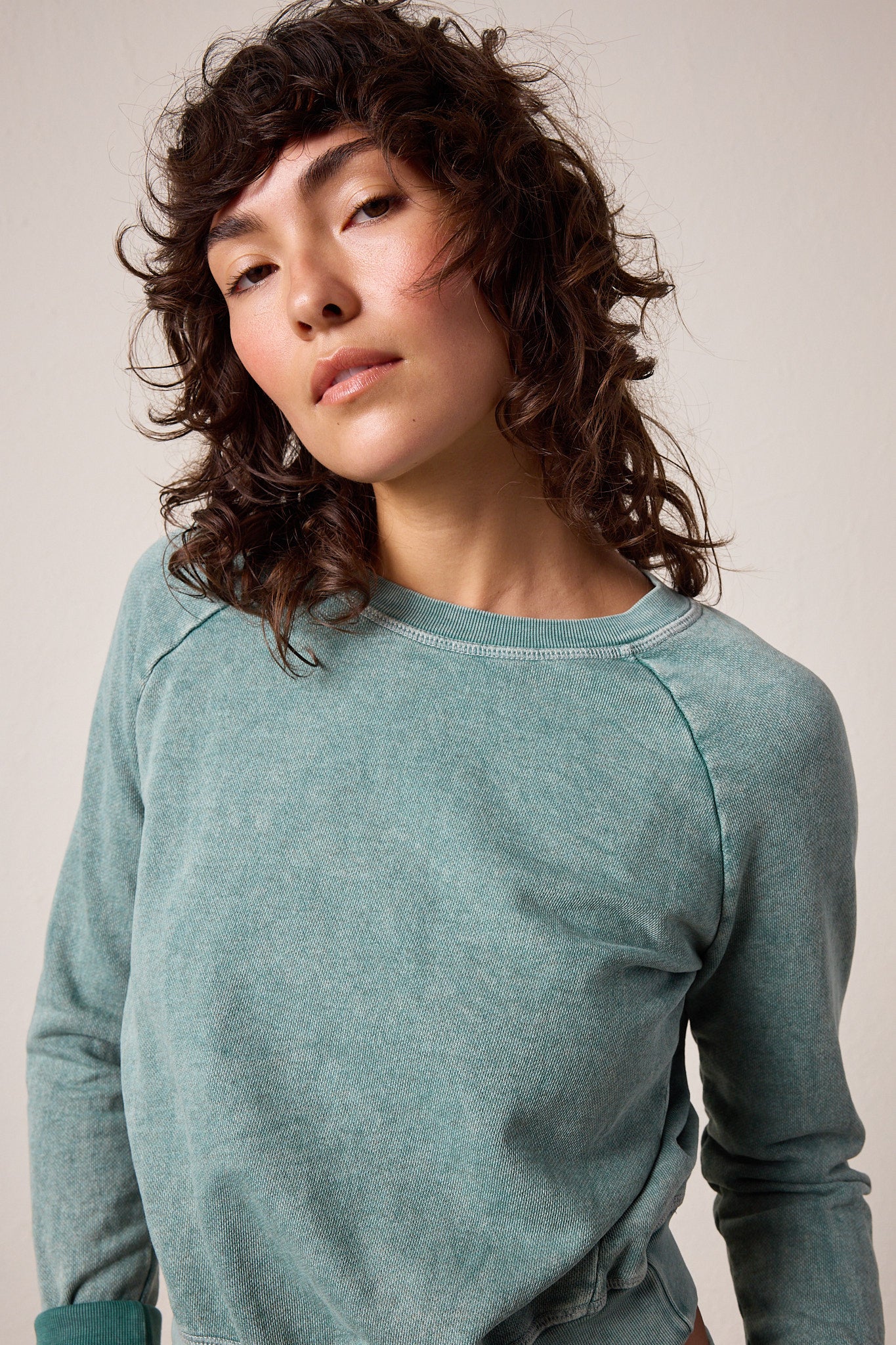 NSF Saguro Chic Vintage Terry Sweatshirt - Teal Perl Heather - Renuaun