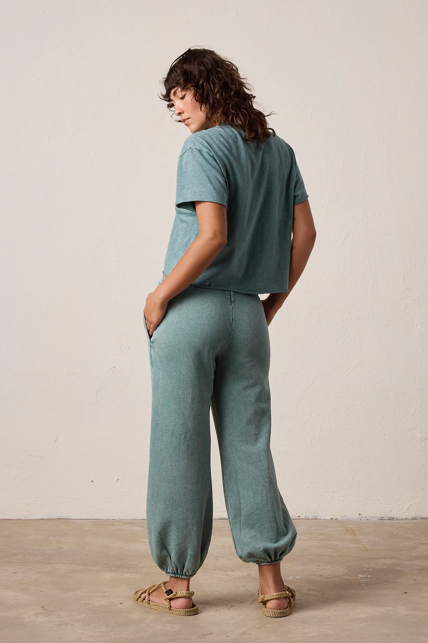 NSF Harper Boxy Slub Jersey Tee - Teal Perl Heather - Renuaun
