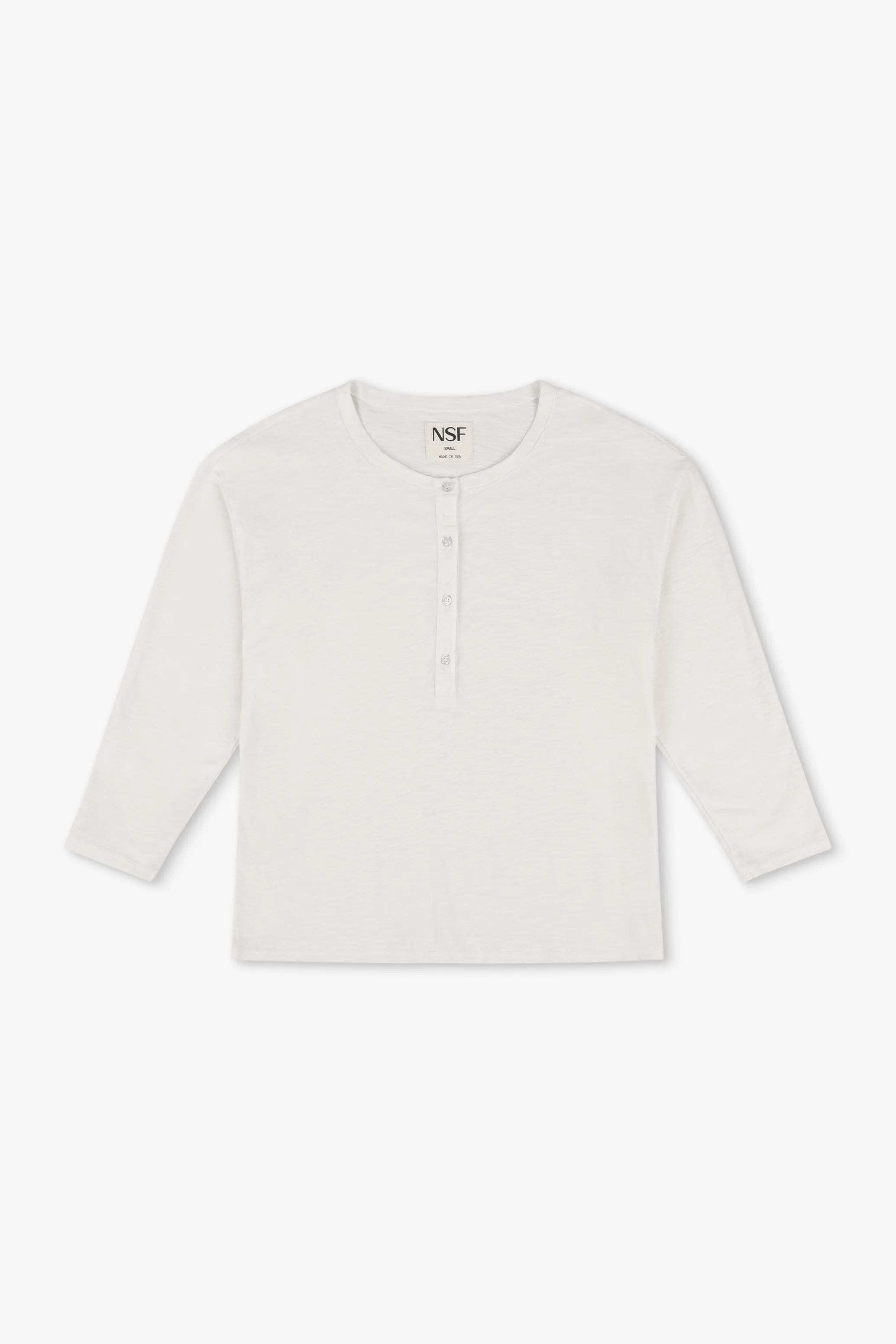 NSF Hazel Boxy Slub Jersey Henley - Soft White - Renuaun