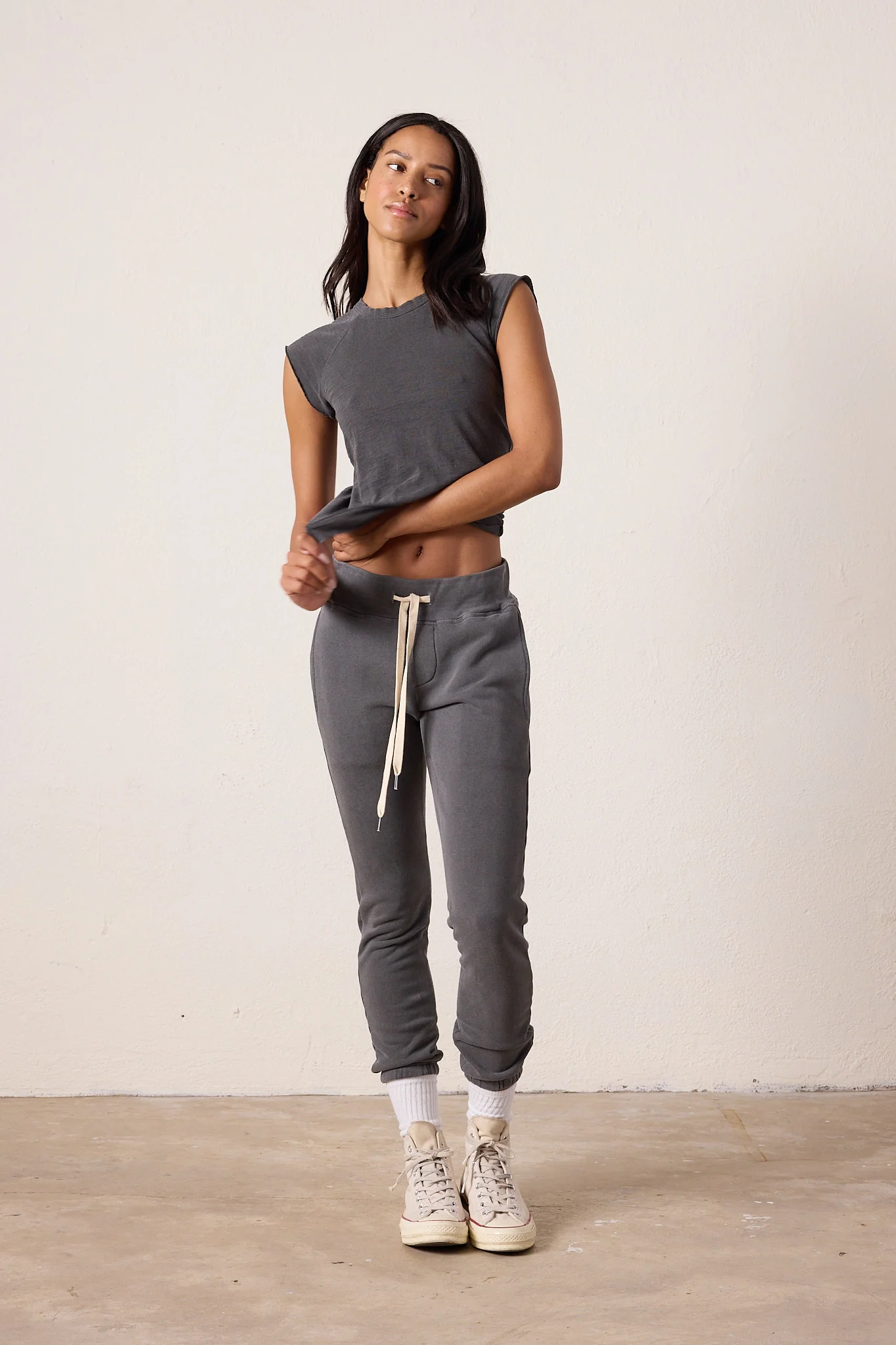 NSF Sayde Slim Loop Terry Sweatpant - Faded Black - Renuaun