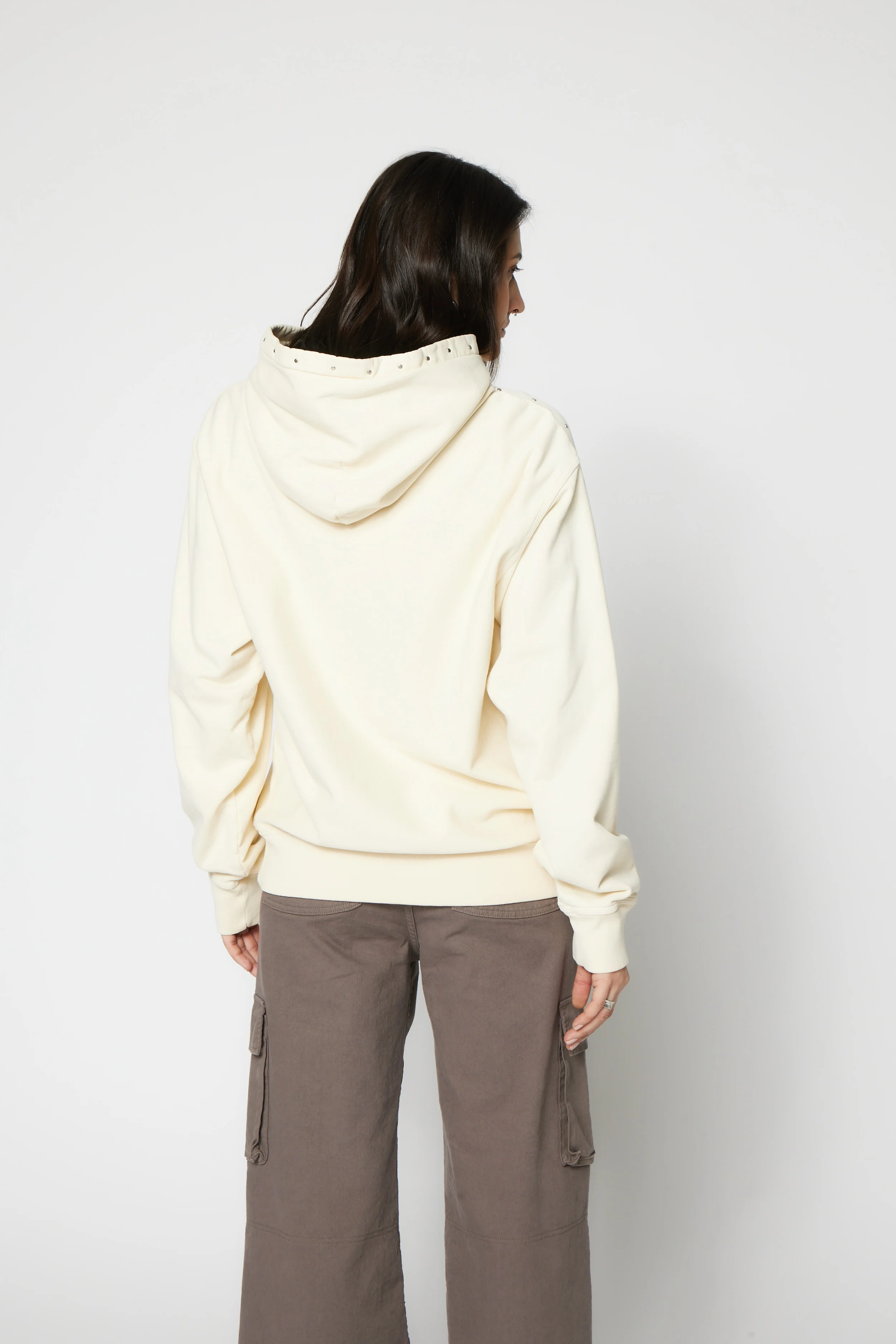 NSF SRPLS Studded and Repaired Hoodie - French Vanilla - Renuaun