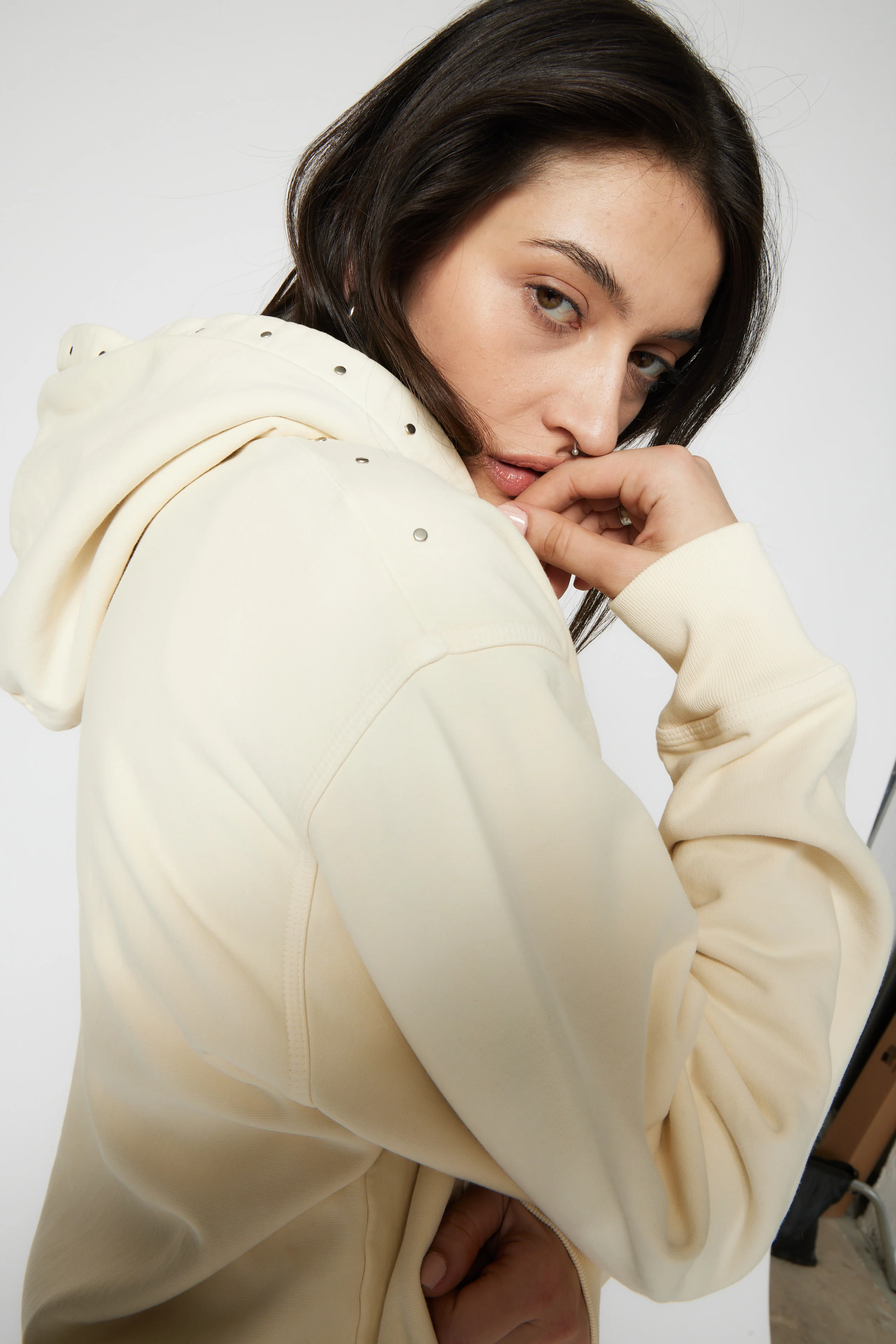 NSF SRPLS Studded and Repaired Hoodie - French Vanilla - Renuaun