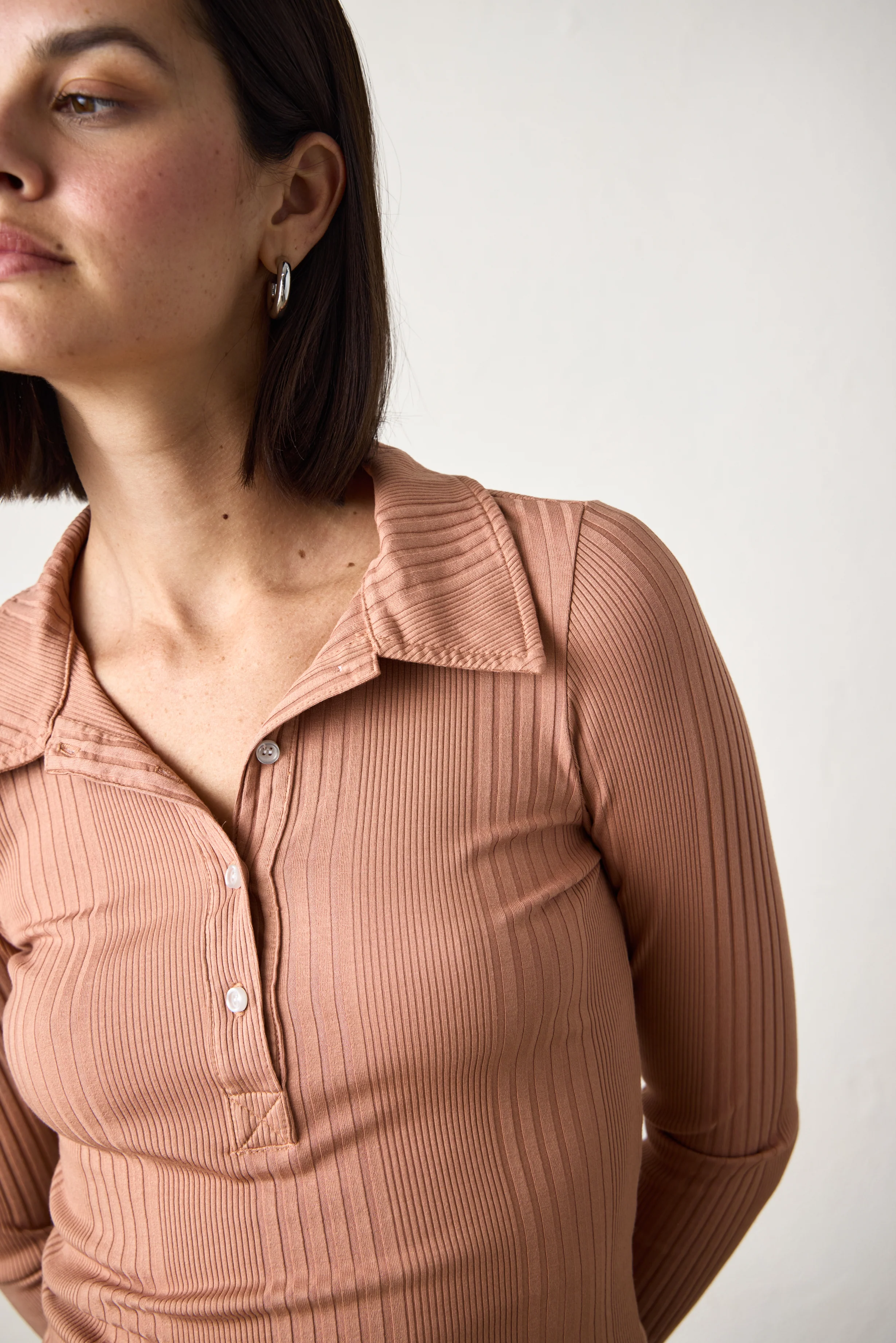 ALI FITTED VARIEGATED RIB POLO / ITALIAN CLAY - Renuaun