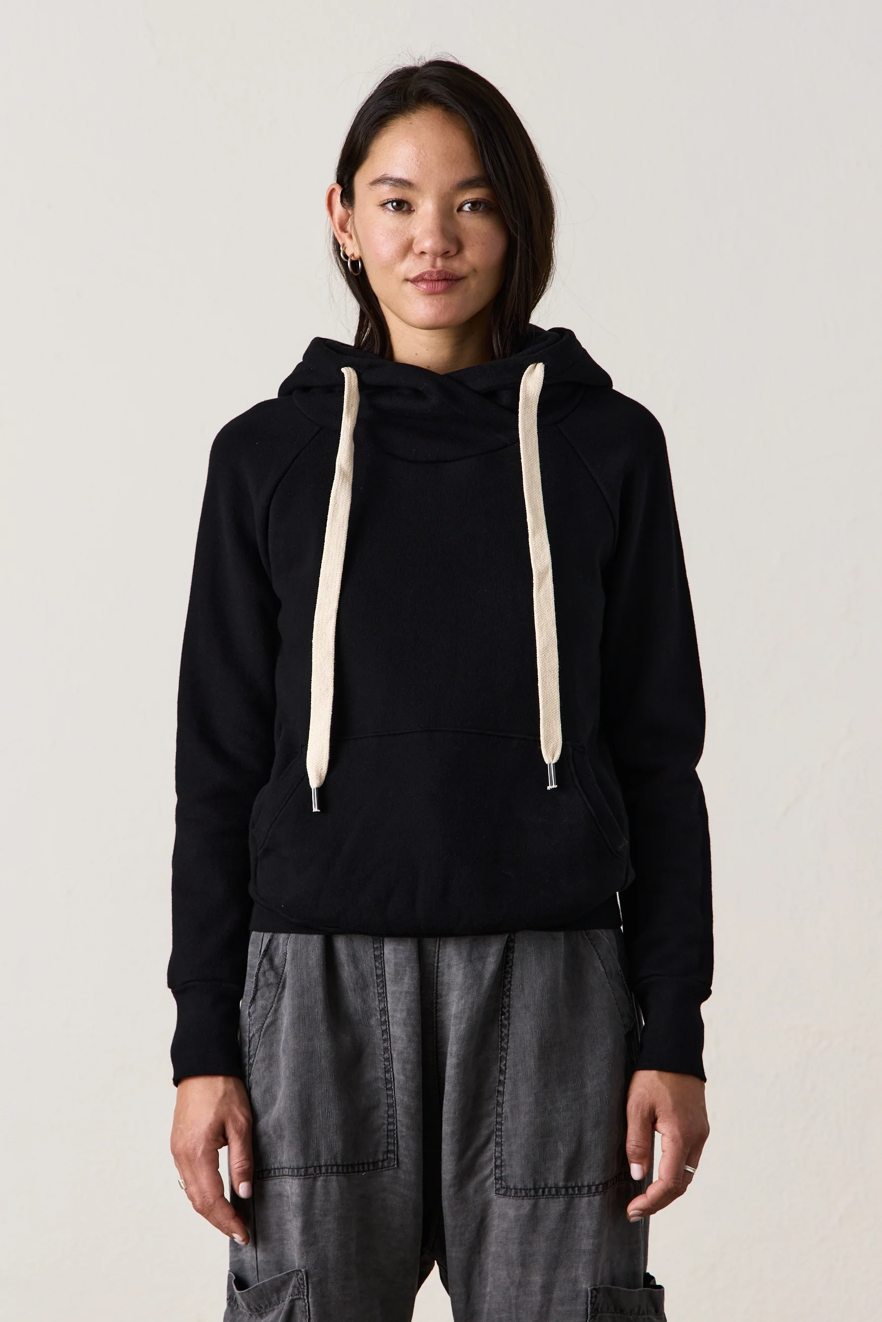 NSF Lisse Fitted Loop Terry Hoodie - Black - Renuaun