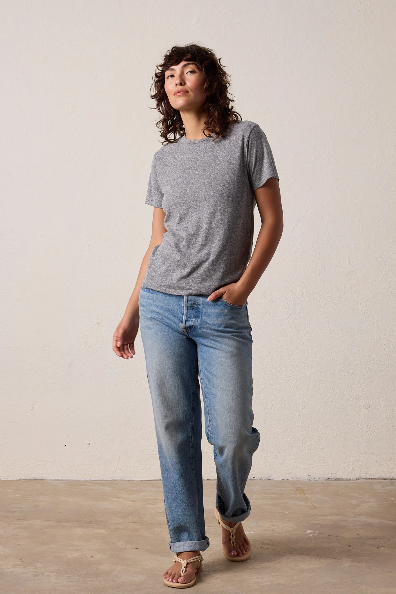 NSF Billy Relaxed Melange Jersey Tee - Charcoal Heather Gray - Renuaun
