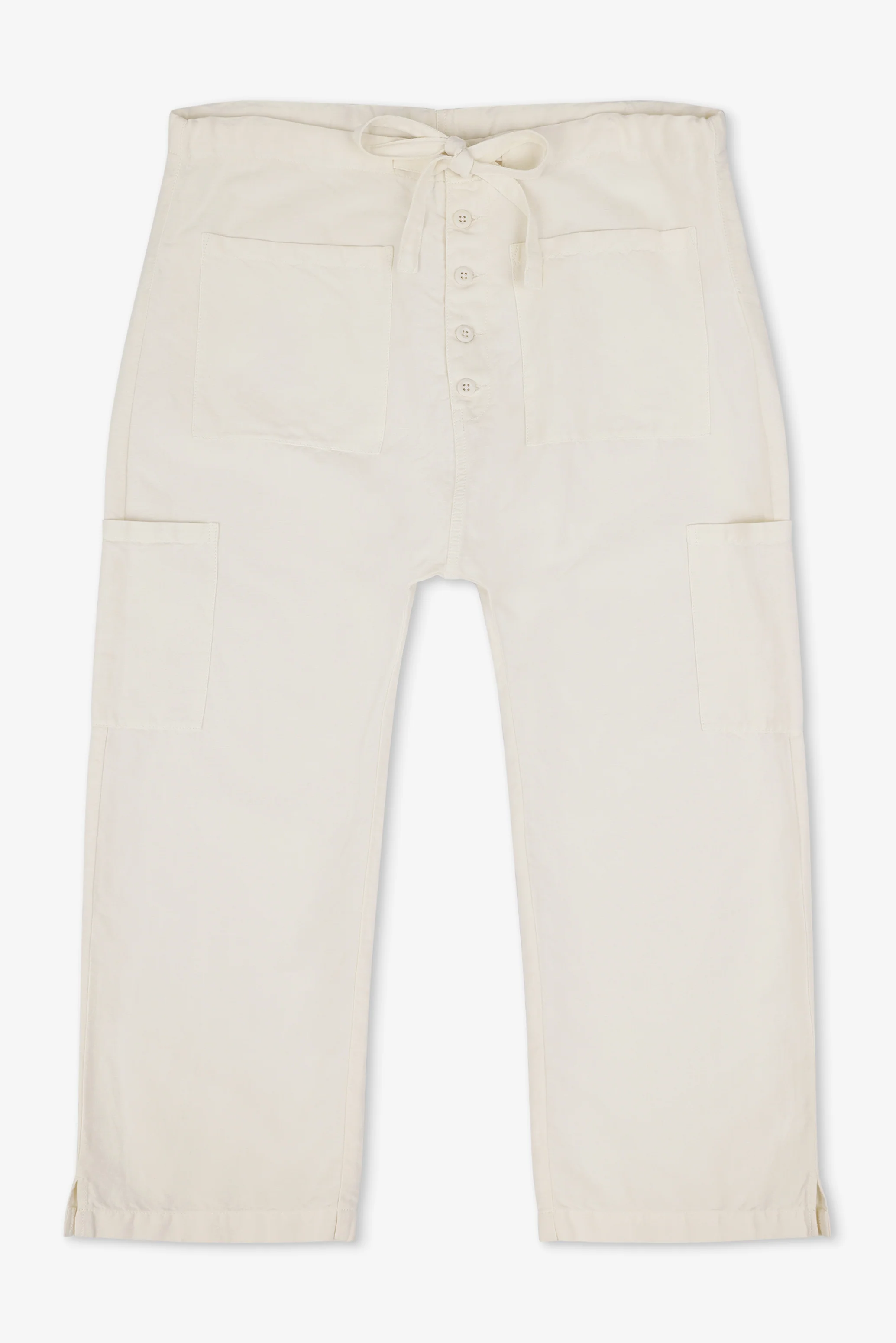 NSF Carlson Linen Cotton Tie Pant - Ivory - Renuaun